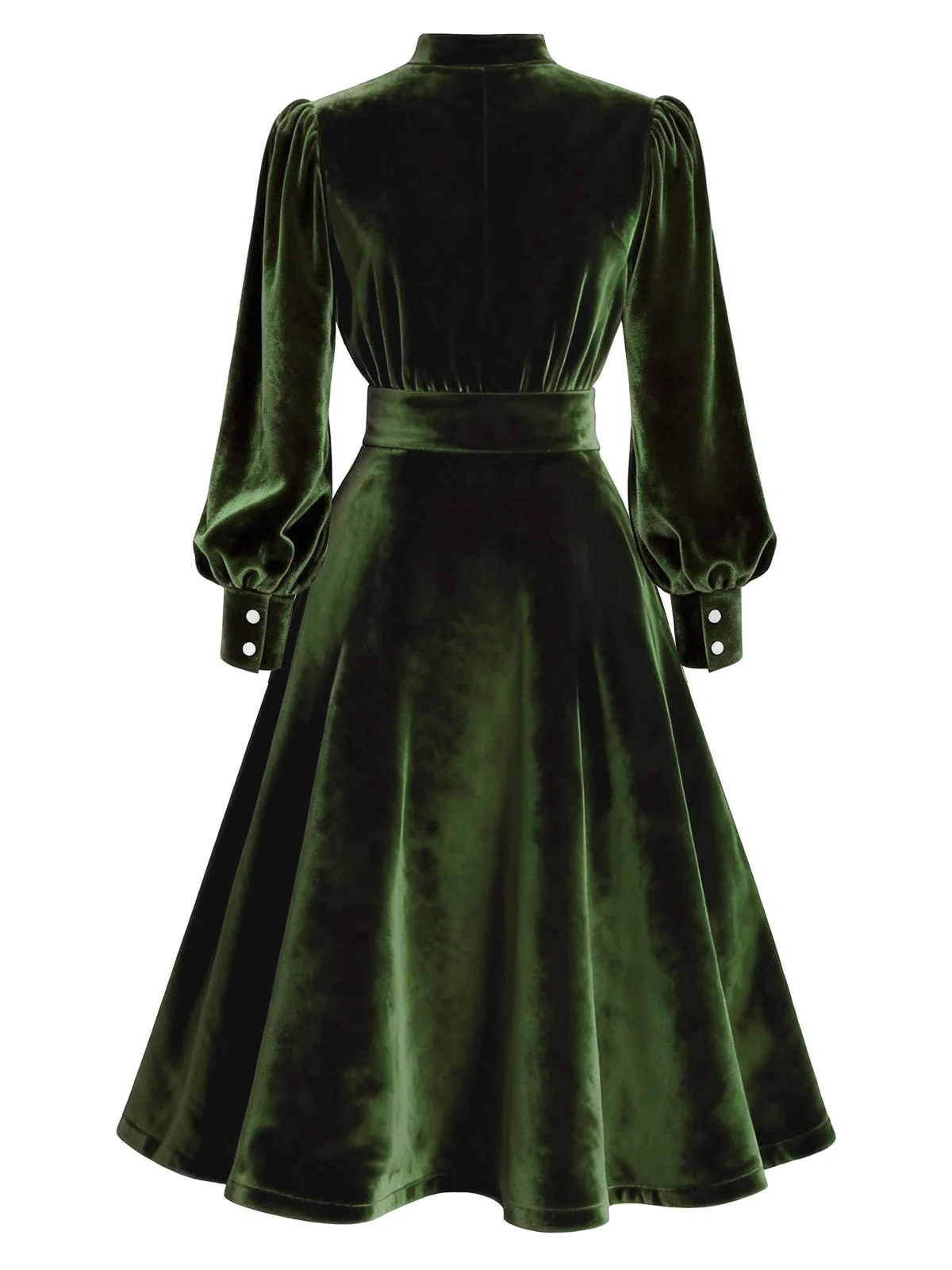 Red 1950s Keyhole V-Neck Pearl Velvet Dress - Image 6