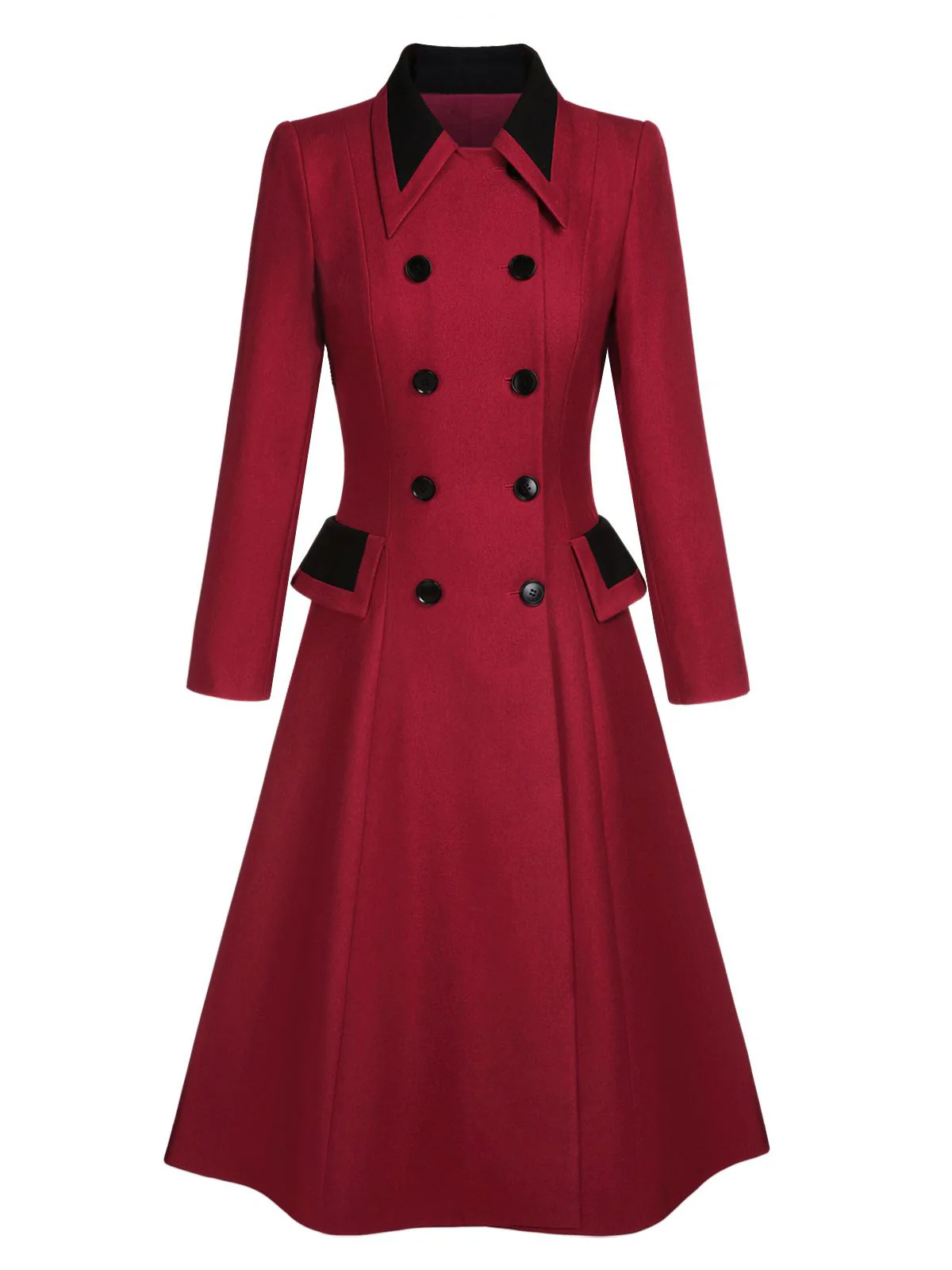 Red 1950s Lapel Double Breasted Coat - Image 4