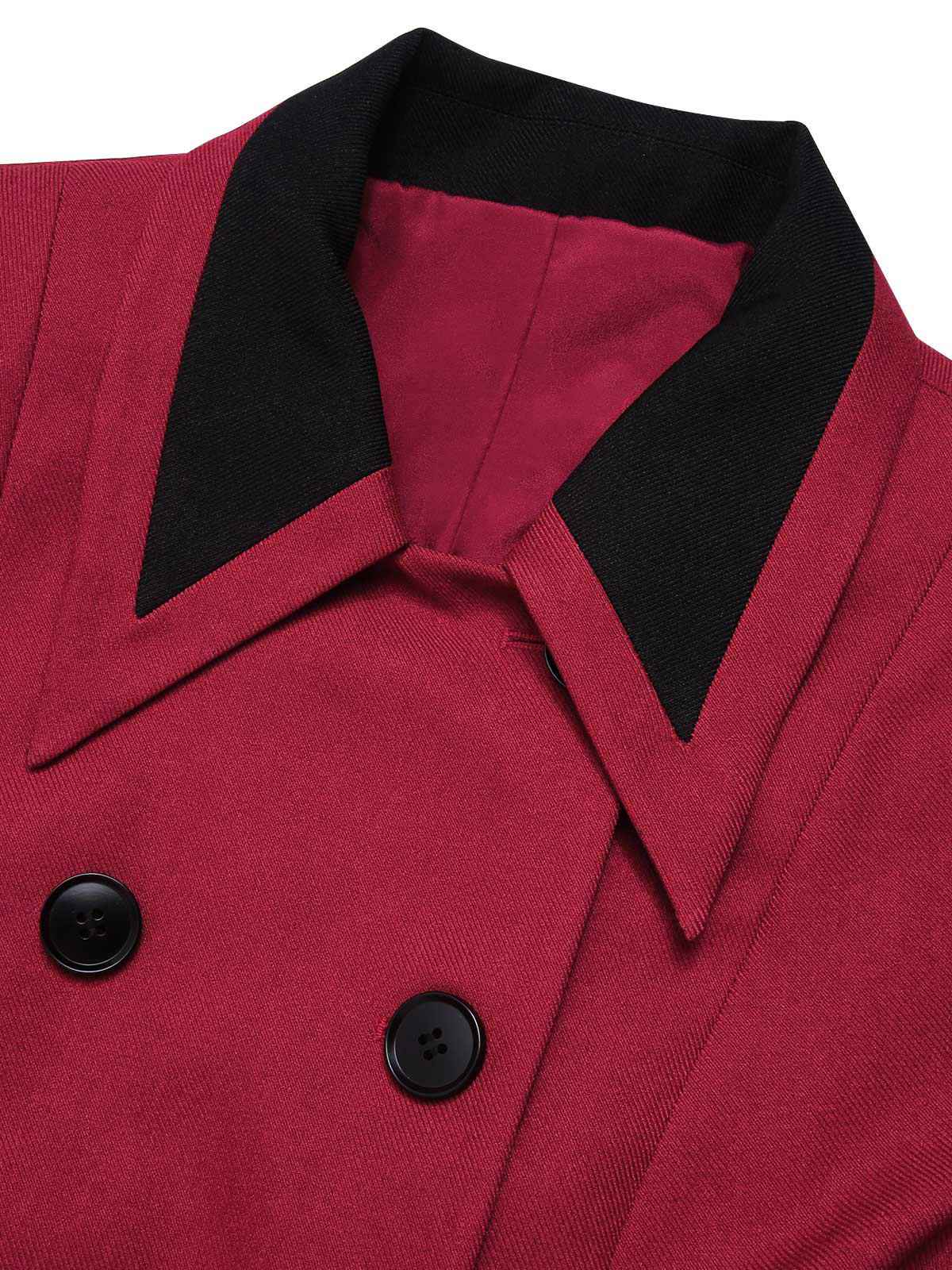 Red 1950s Lapel Double Breasted Coat - Image 7