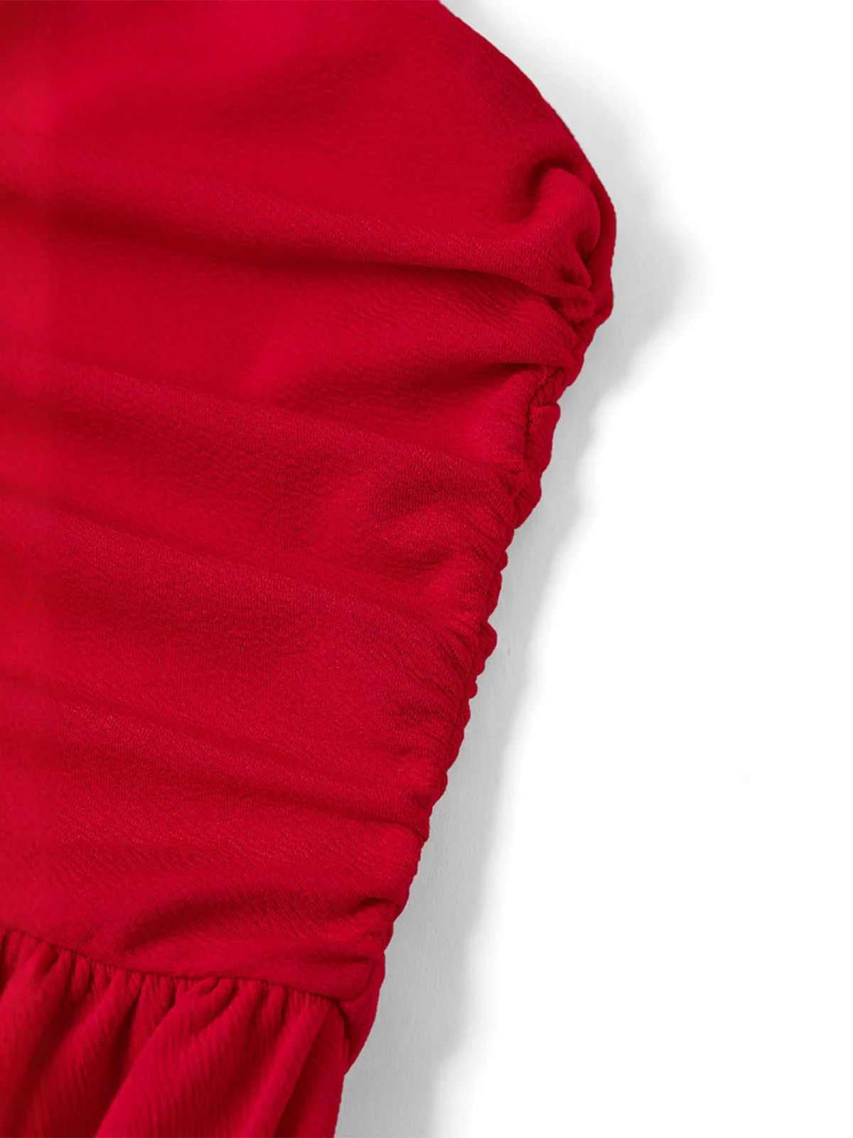 Red 1950s Mesh Bow Strap Ruched Dress - Image 5