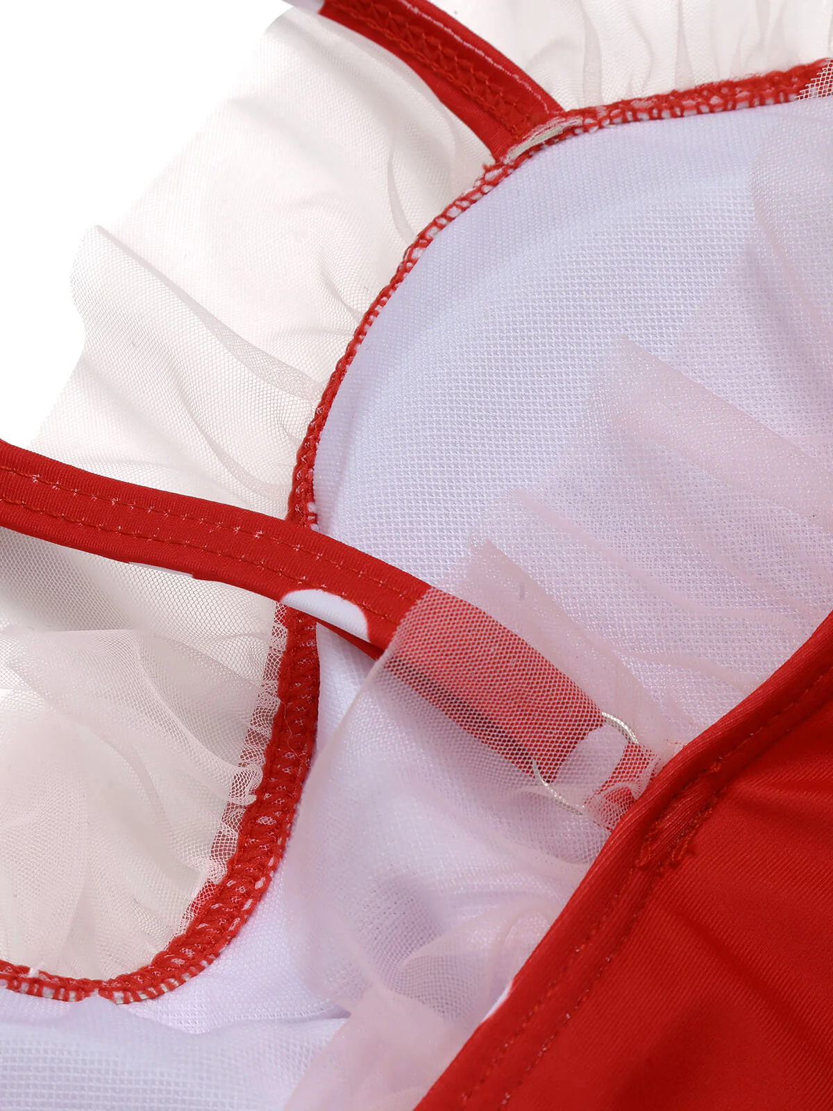 Red 1950s Mesh Polka Dot Swimsuit - Image 6