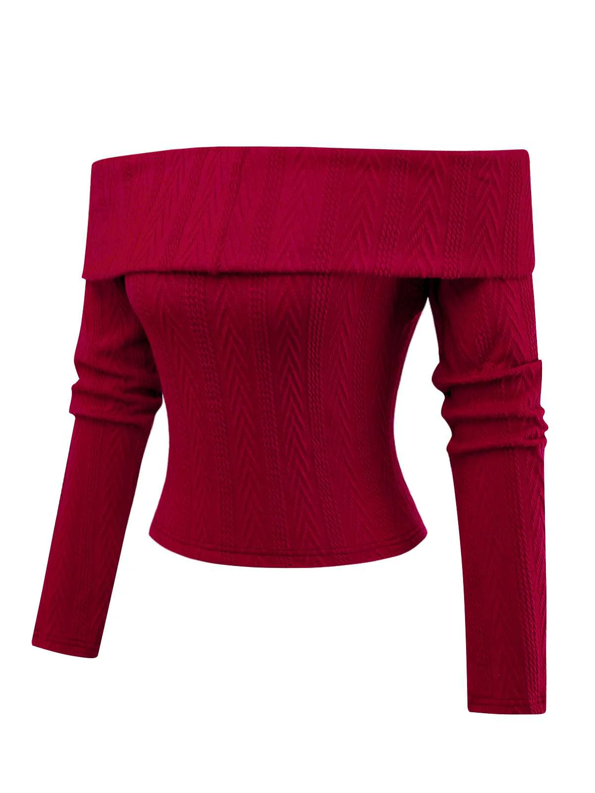 Red 1950s Off-Shoulder Knitted Sweater - Image 4