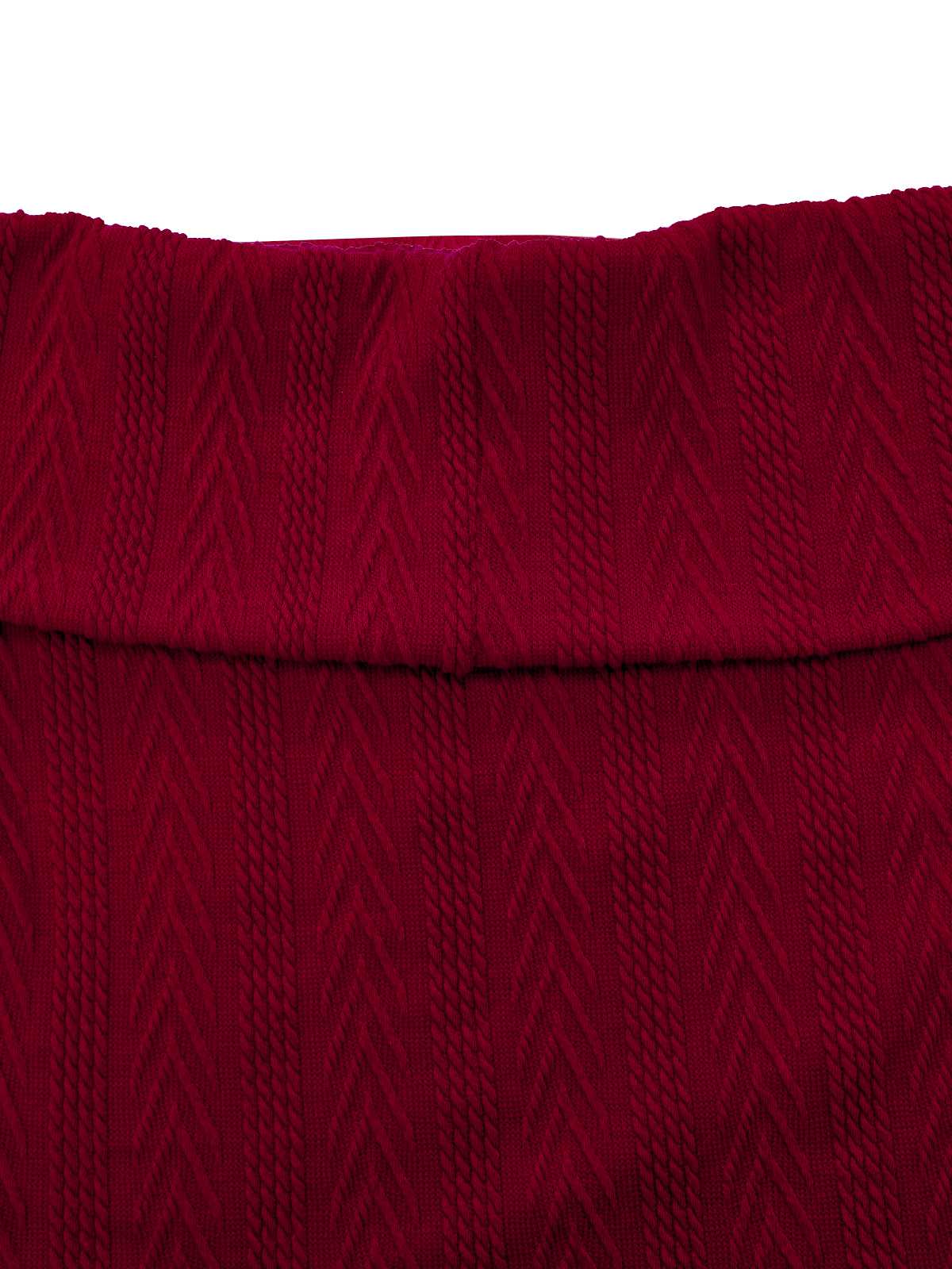 Red 1950s Off-Shoulder Knitted Sweater - Image 6