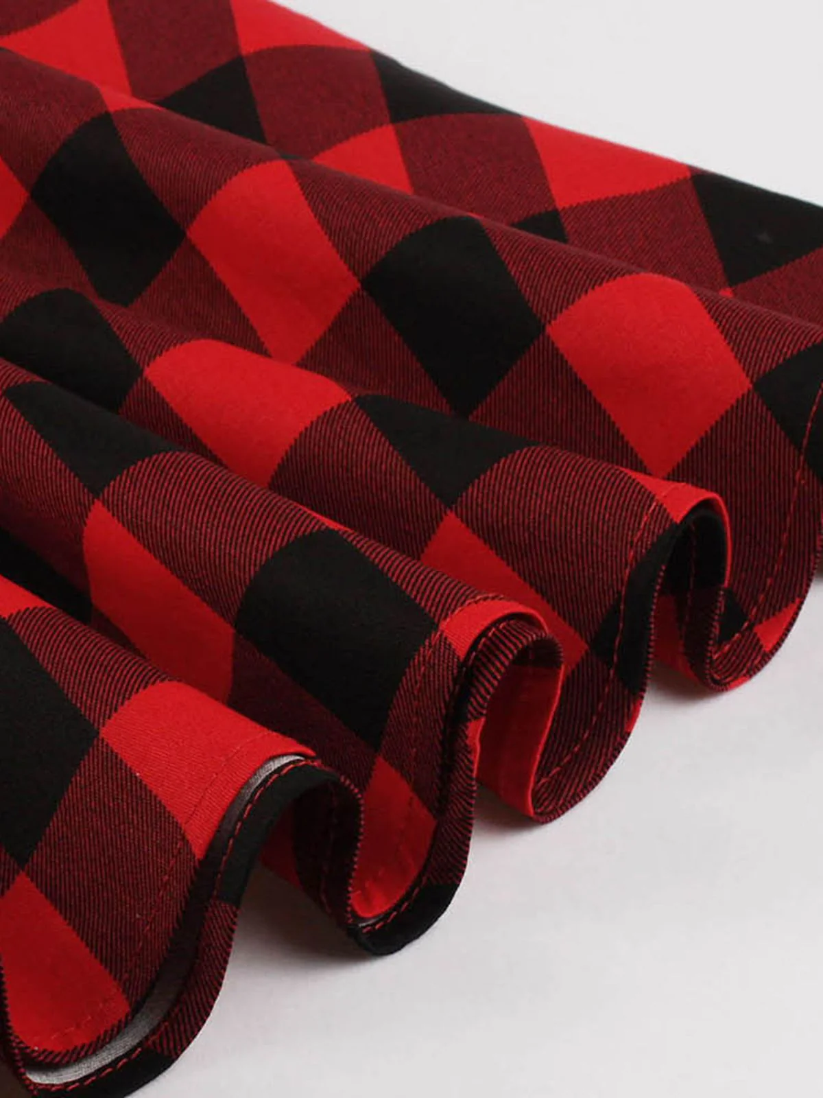Red 1950s Plaid Bowknot Swing Dress - Image 4