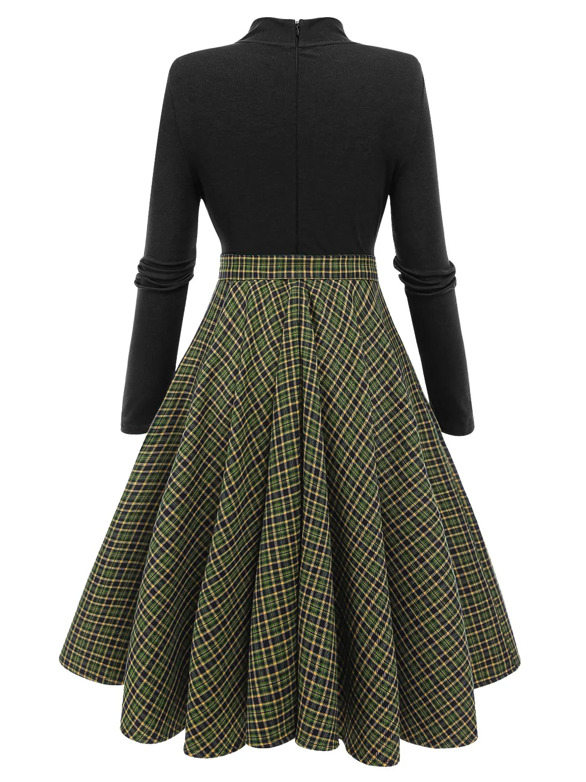 Red 1950s Plaid Knitting Dress - Image 12
