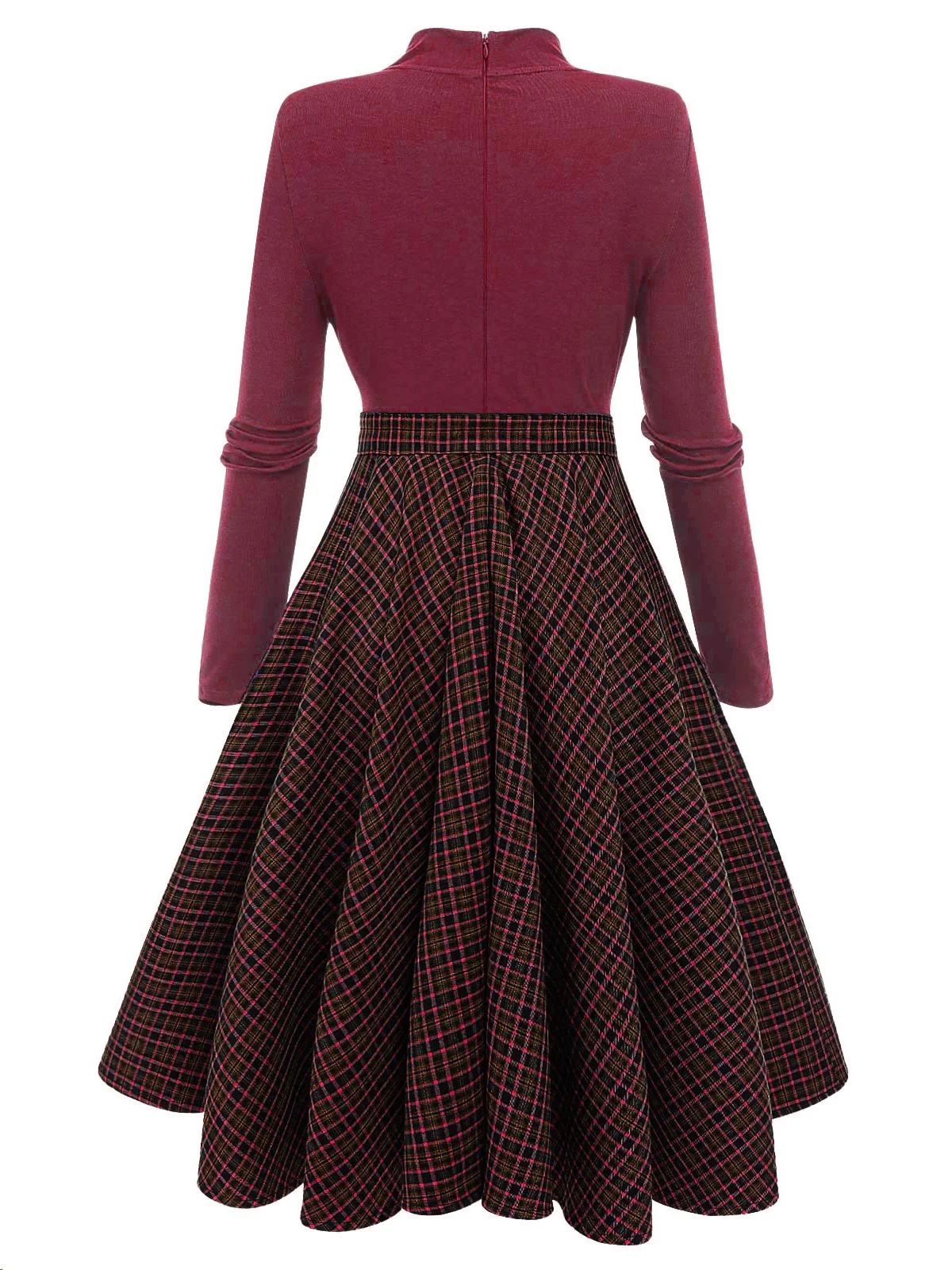 [Pre-Sale] Dark Green 1950s Plaid Knitting Dress - Image 10