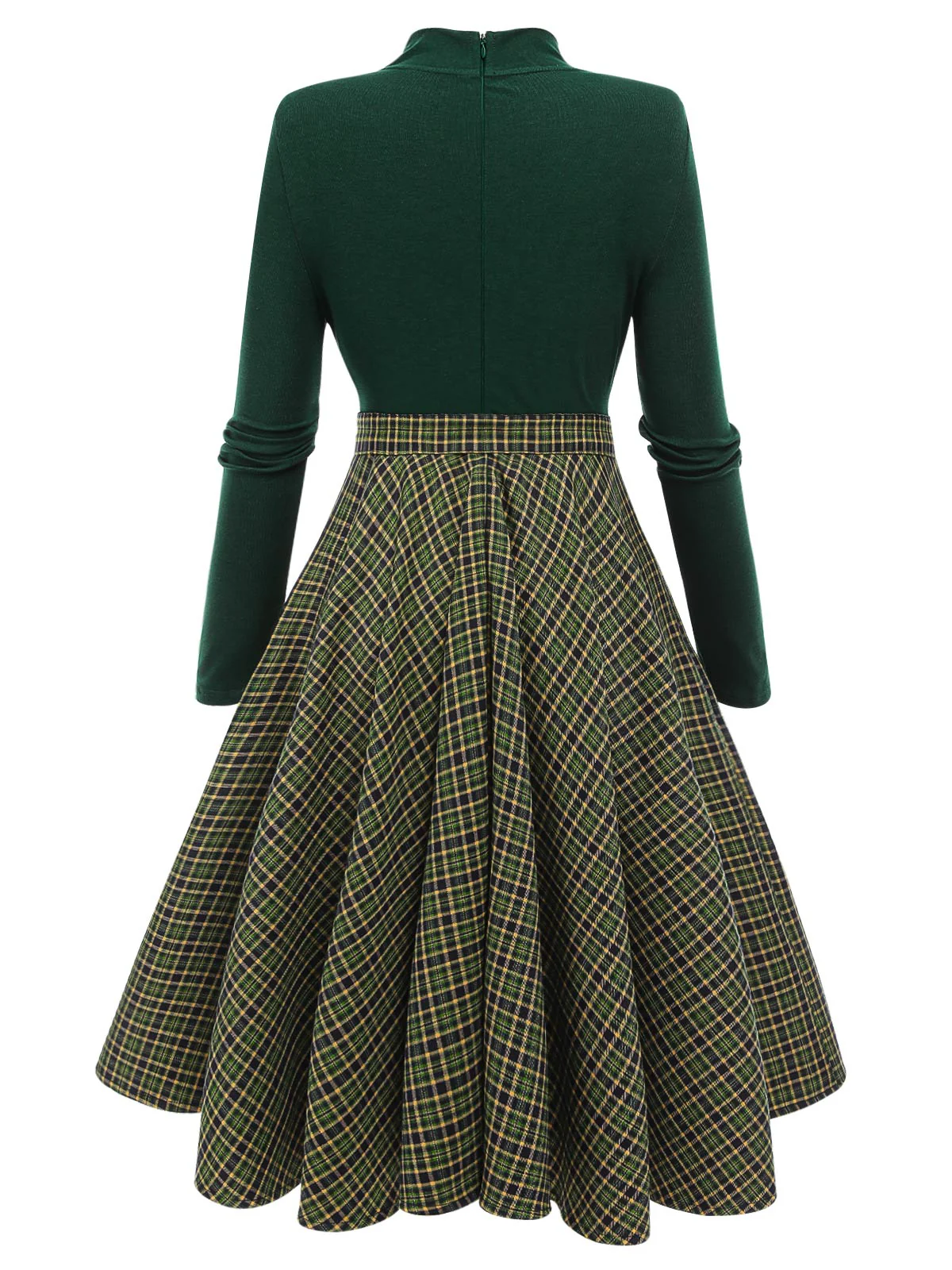 [Pre-Sale] Dark Green 1950s Plaid Knitting Dress - Image 5