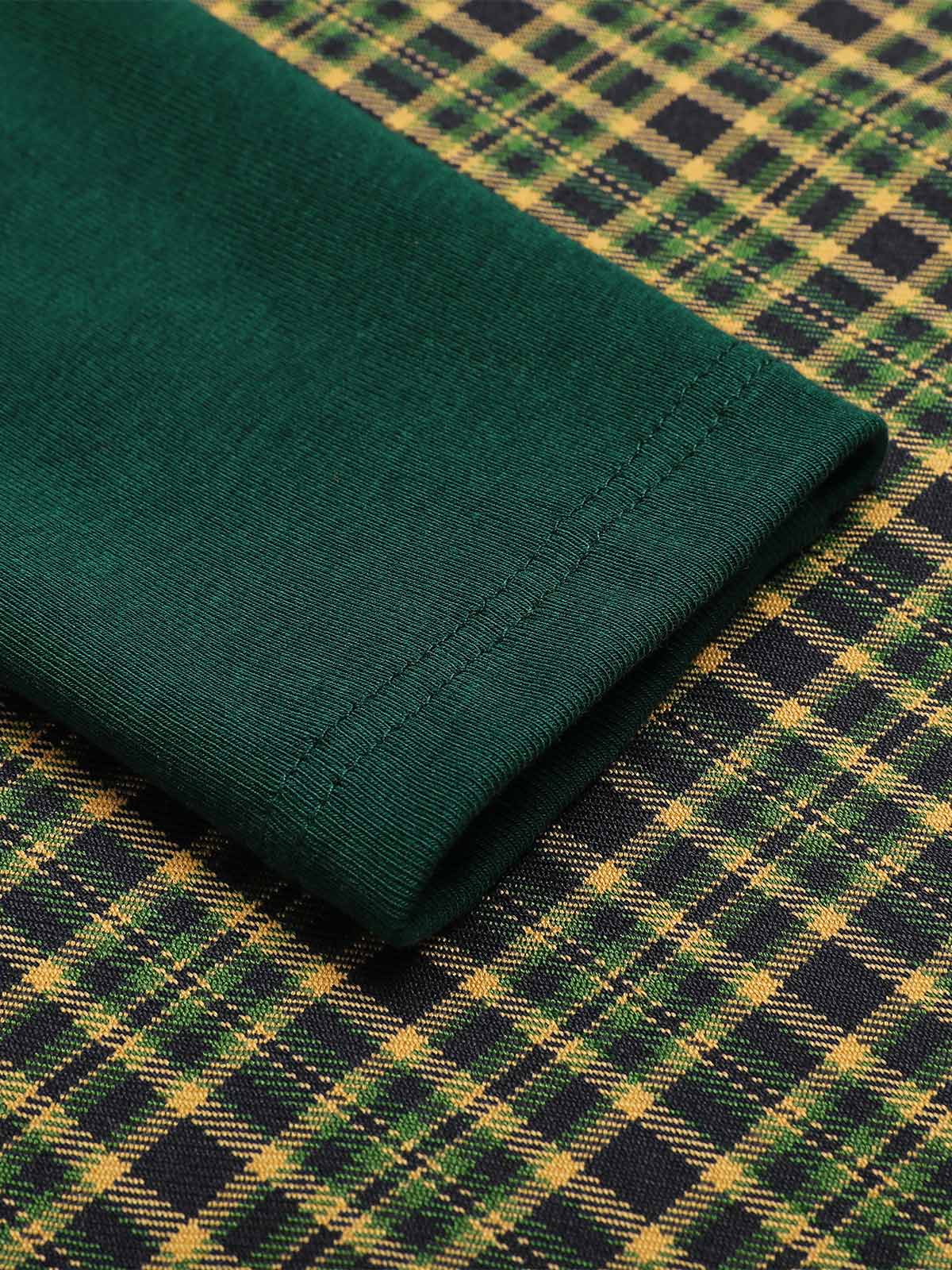 [Pre-Sale] Dark Green 1950s Plaid Knitting Dress - Image 7