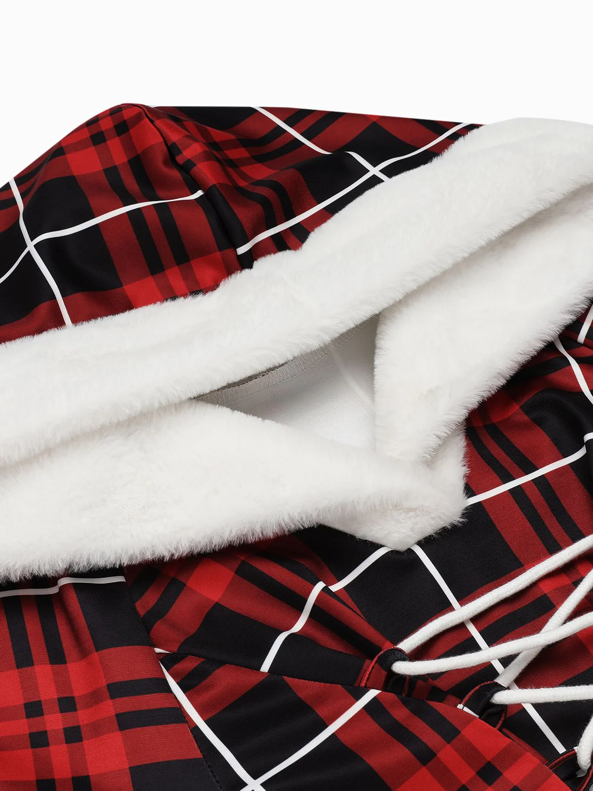 Red 1950s Plaid Lace-up Hooded Dress - Image 6