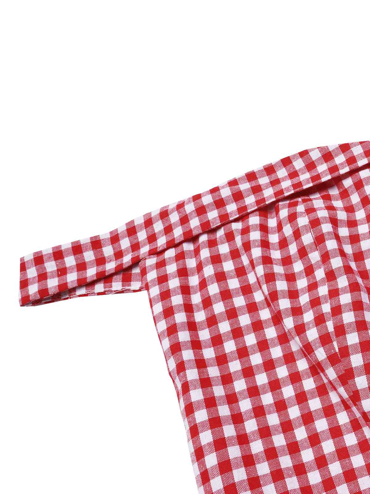 Red 1950s Plaid Off-Shoulder Swing Dress - Image 4