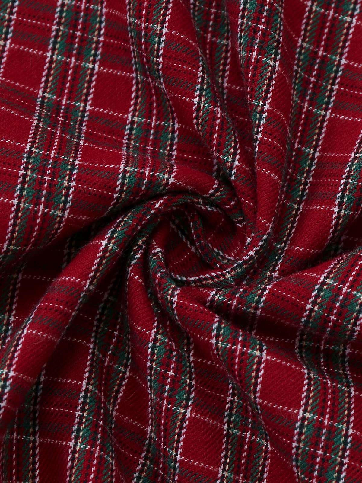 Red 1950s Plaid Ruched Sweetheart Neck Bow Dress - Image 7