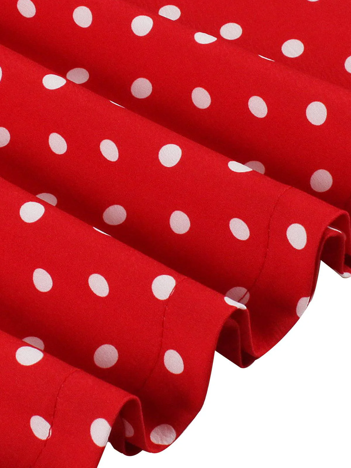 Red 1950s Polka Dot Buttoned Lapel Dress - Image 4