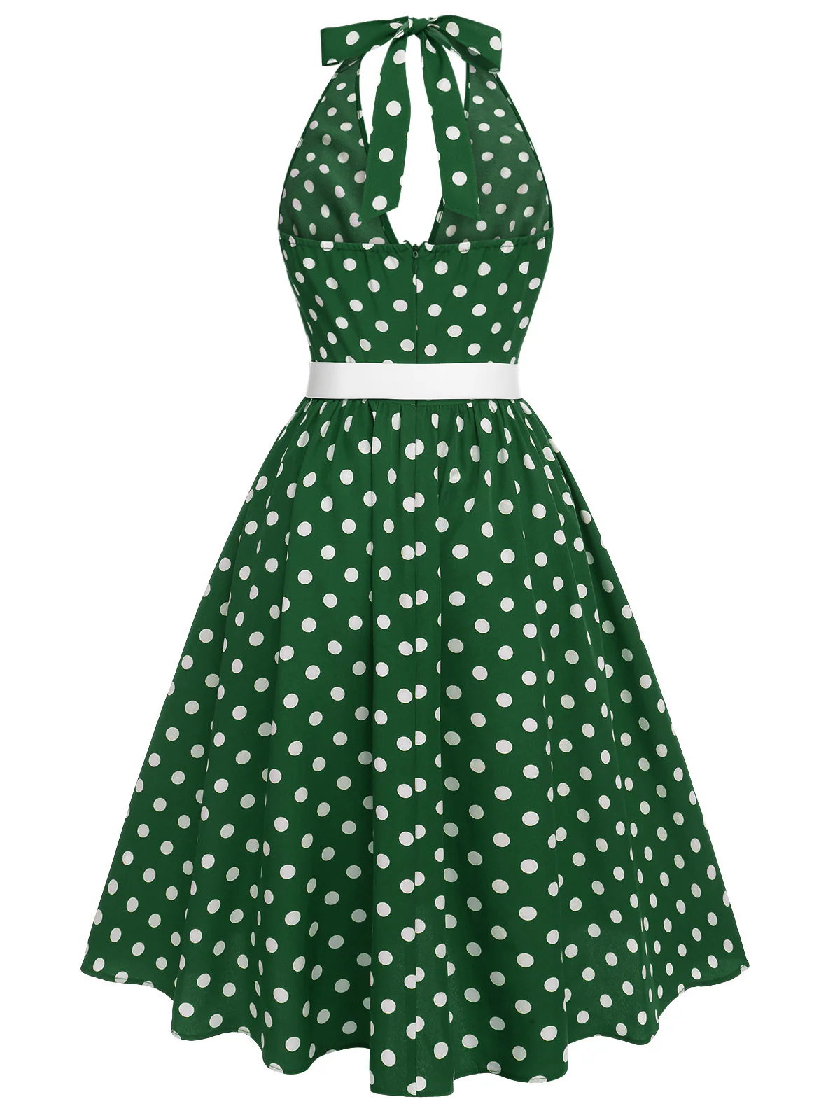 Red 1950s Polka Dot Halter Dress - Image 10