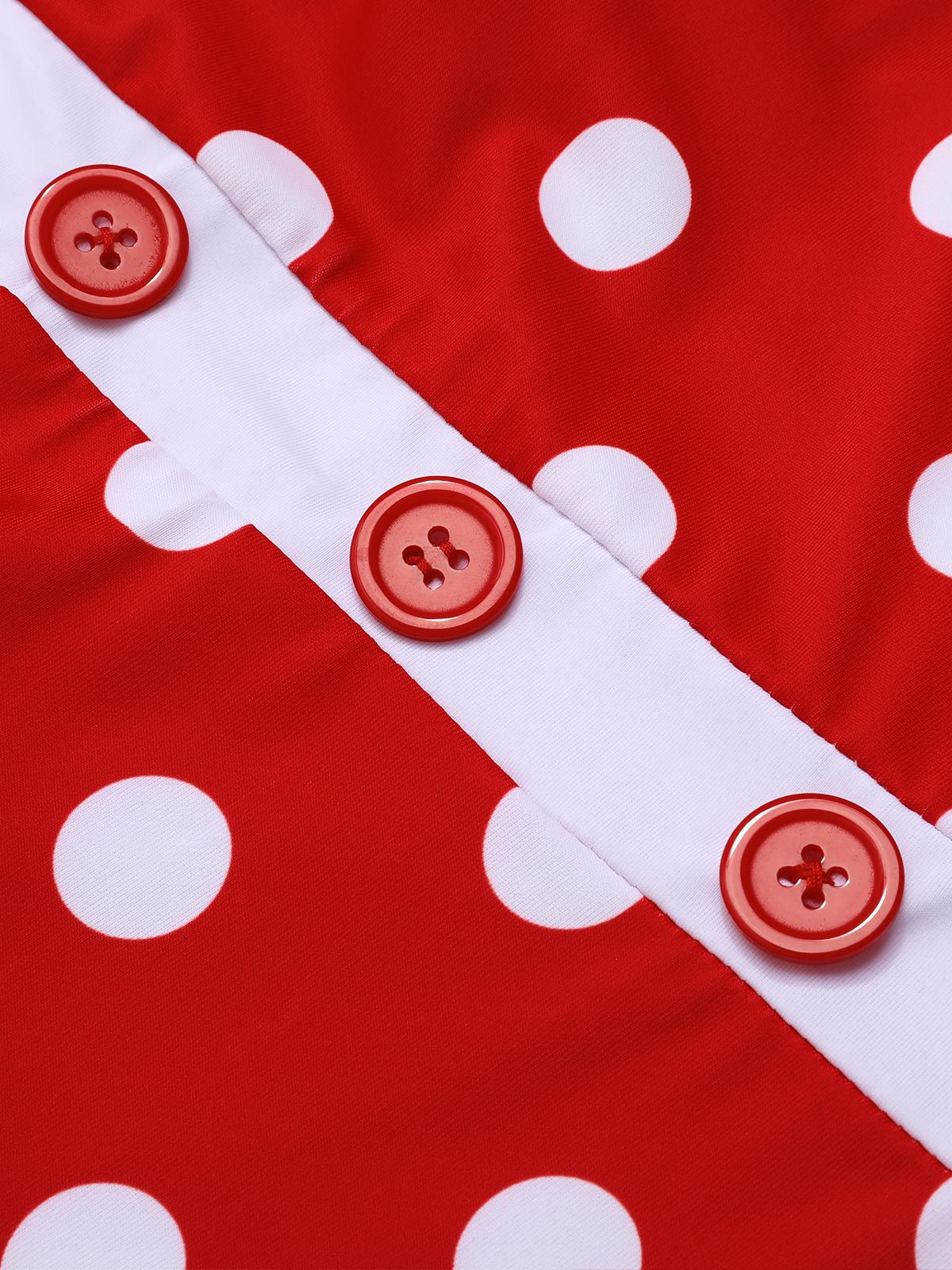 Red 1950s Polka Dot Patchwork Halter Swimsuit - Image 6