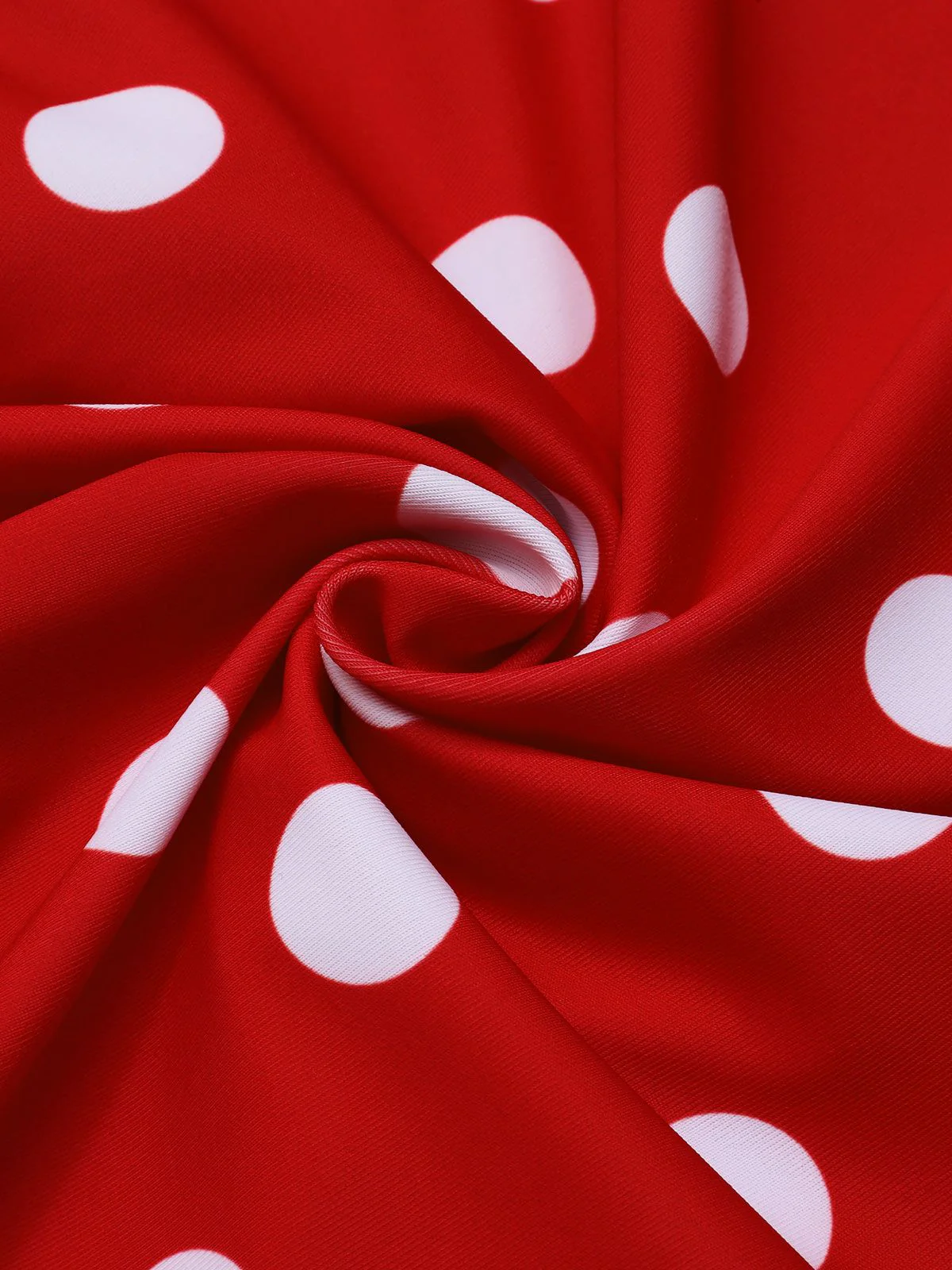 Red 1950s Polka Dot Patchwork Halter Swimsuit - Image 7