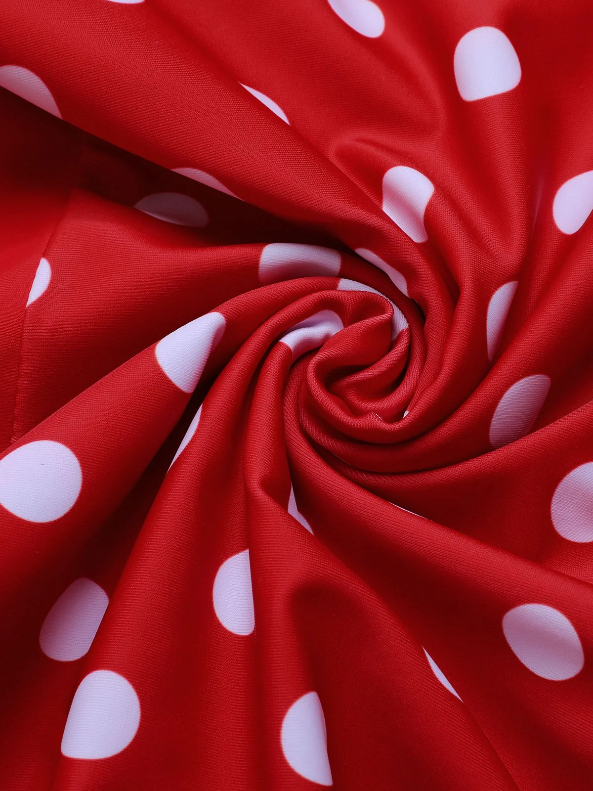 Red 1950s Polka Dot Patchwork Strap Swimsuit - Image 7