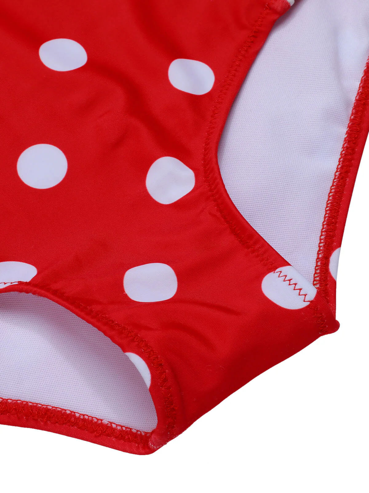 Red 1950s Polka Dot Shoulder Tie Swimsuit - Image 6