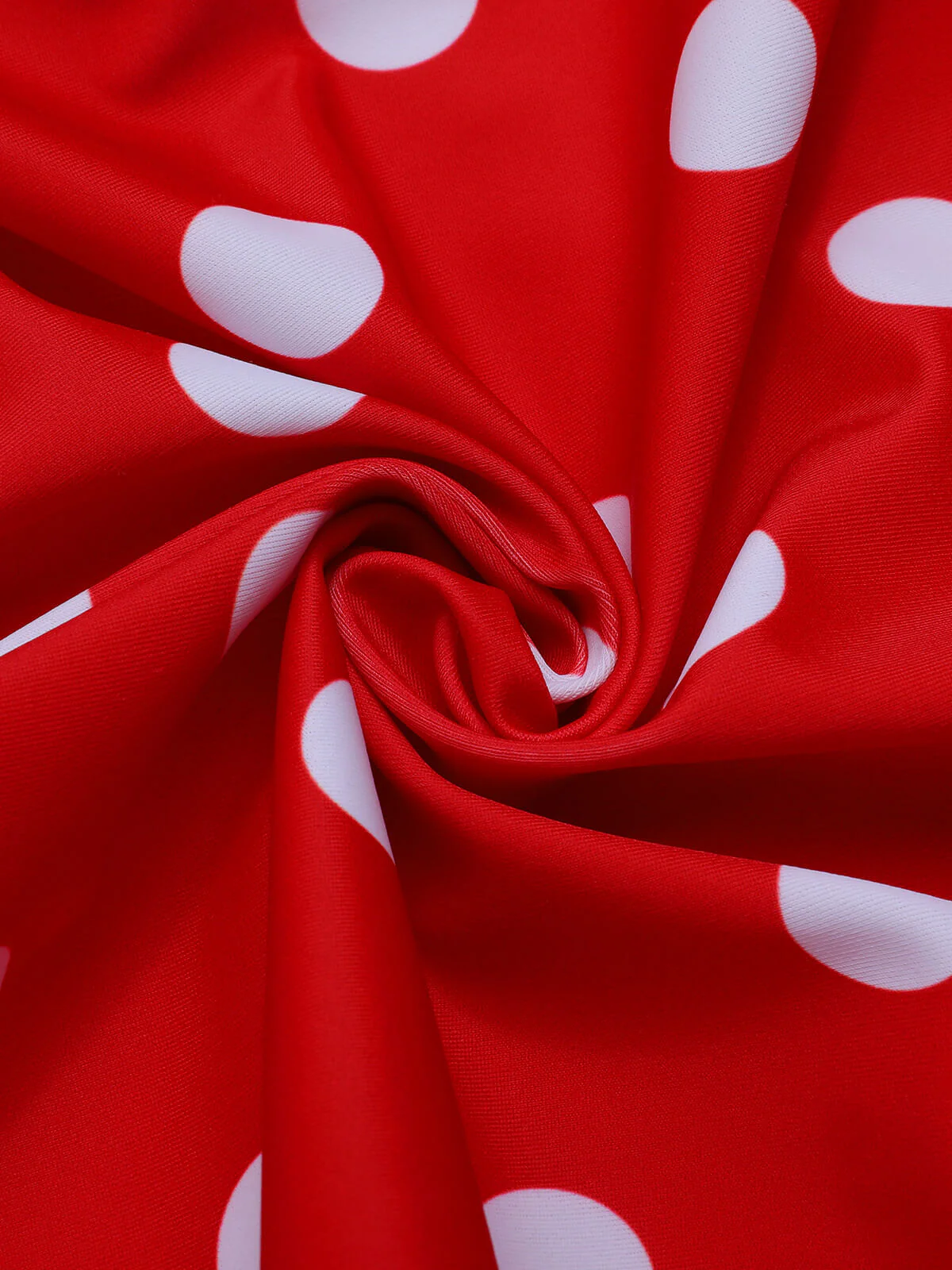 Red 1950s Polka Dot Shoulder Tie Swimsuit - Image 7