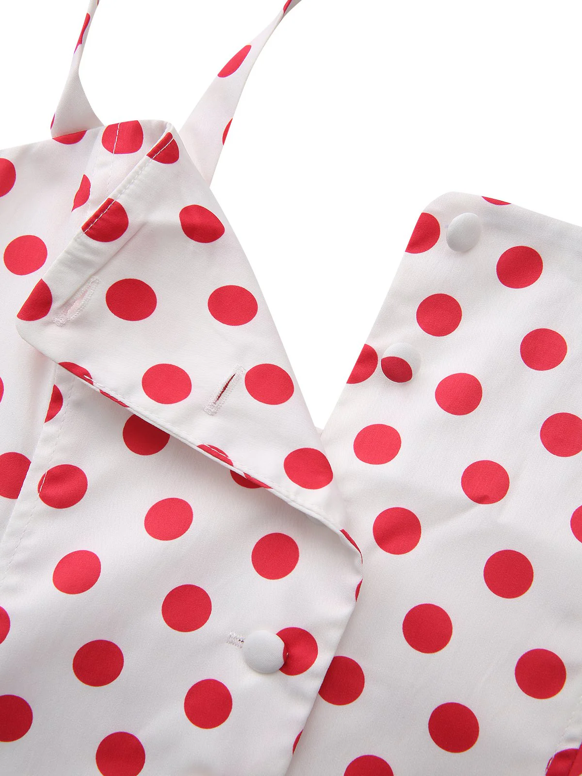 Red 1950s Polka Dot Square Neck Wide Strap Dress - Image 4