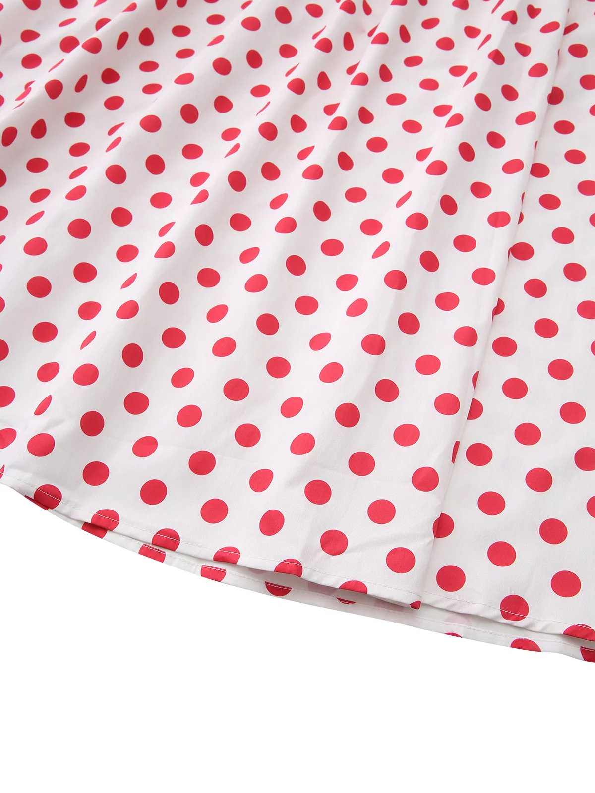 Red 1950s Polka Dot Square Neck Wide Strap Dress - Image 7