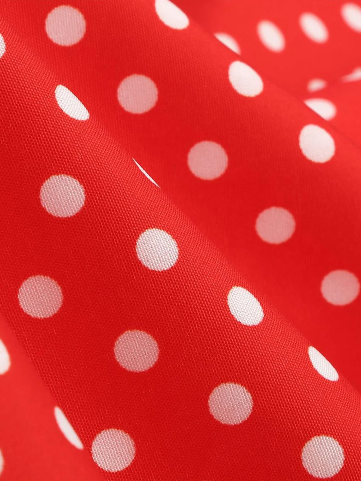 Red 1950s Polka Dot Sweetheart Neck Bow Dress - Image 4