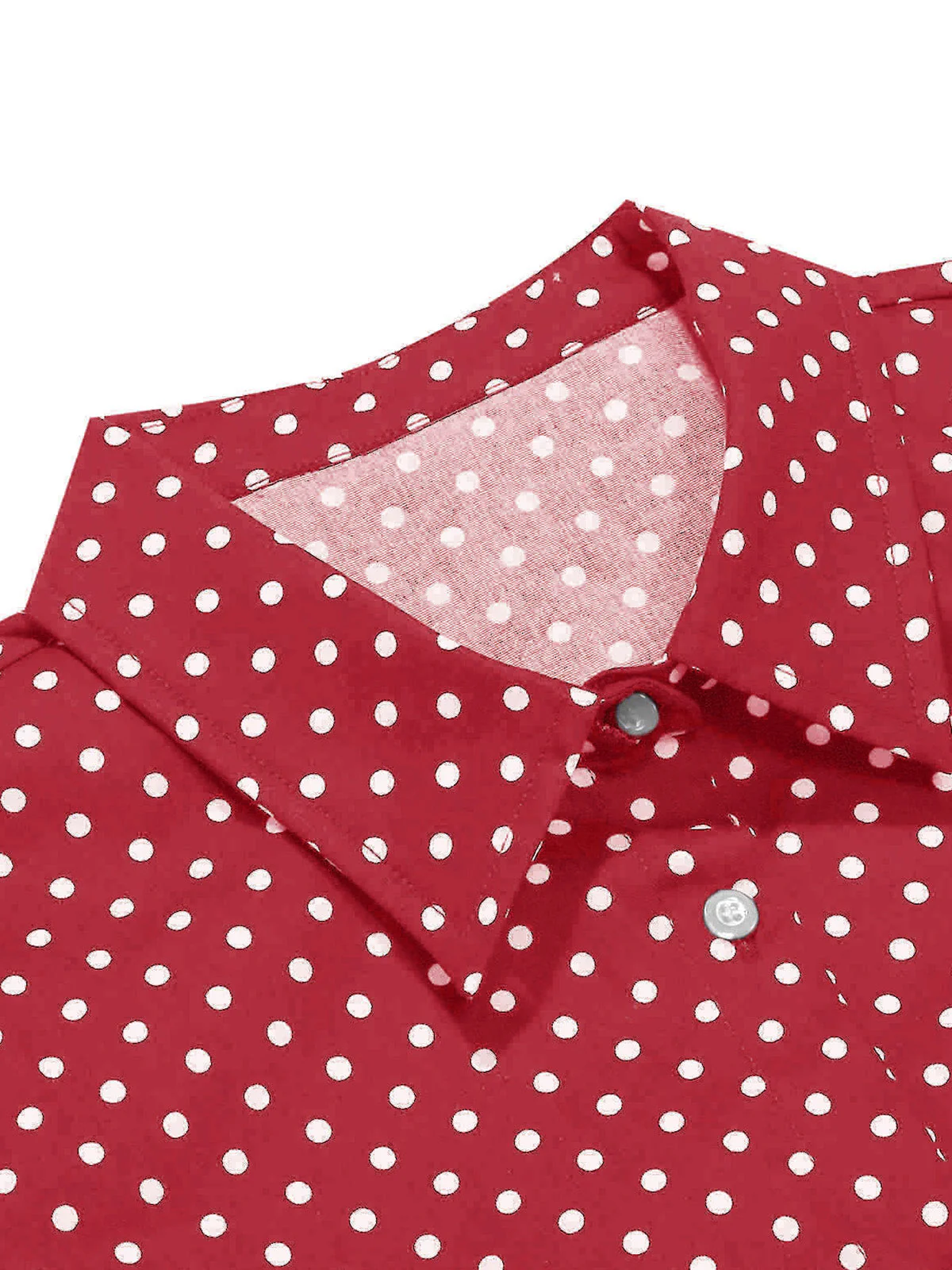 Red 1950s Polka Dot Tie-Front Cropped Blouse - Image 3