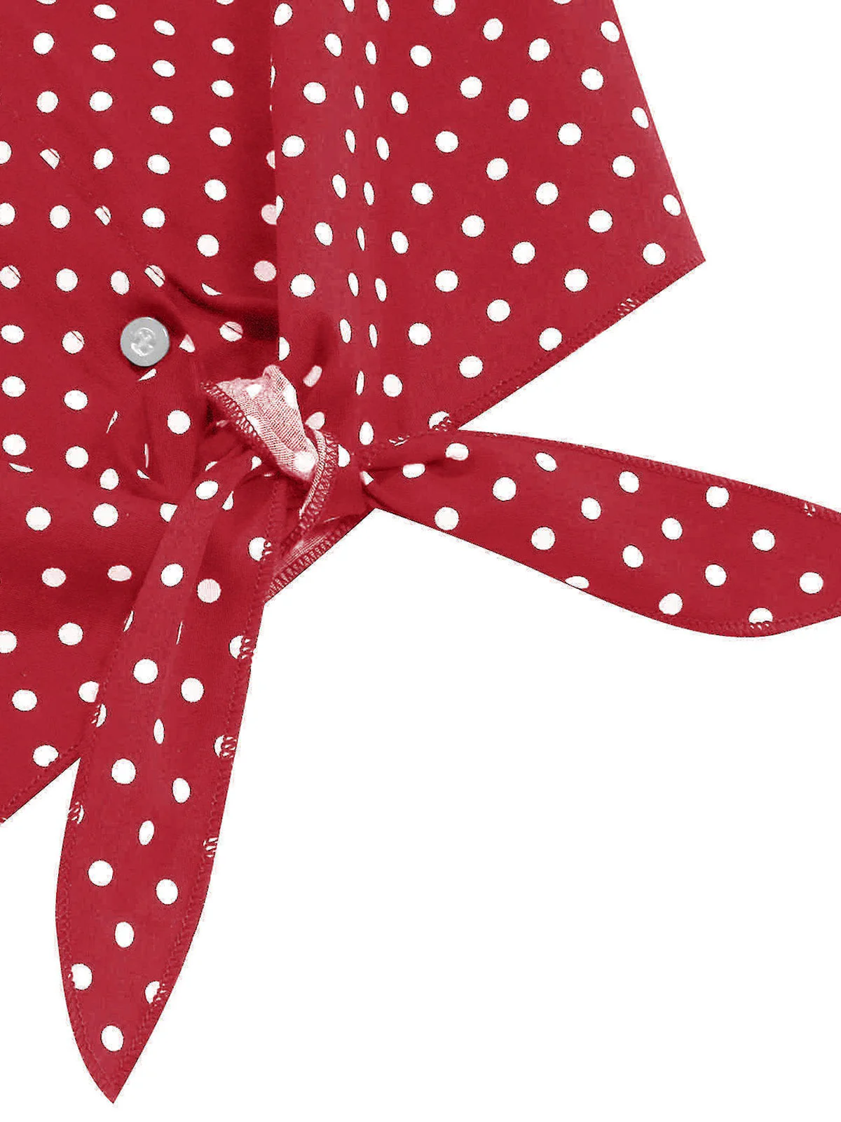 Red 1950s Polka Dot Tie-Front Cropped Blouse - Image 5
