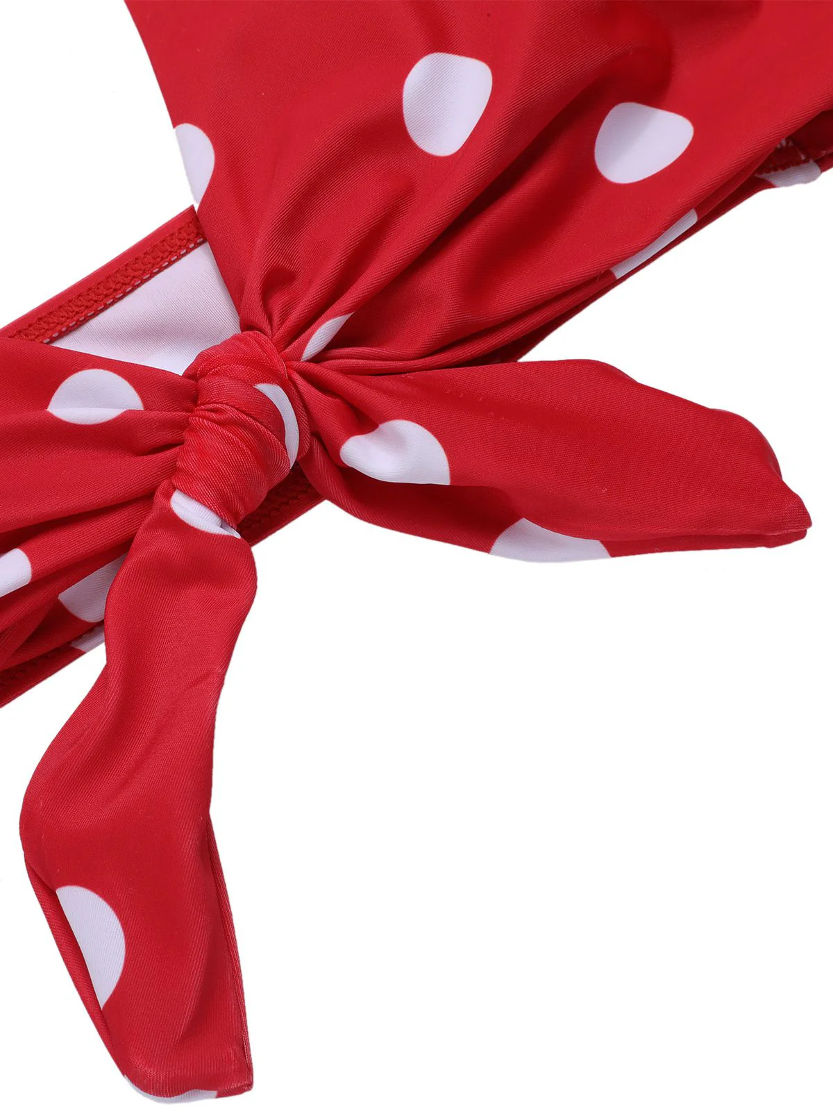 Red 1950s Polka Dot Tie Halter Swimsuit - Image 5