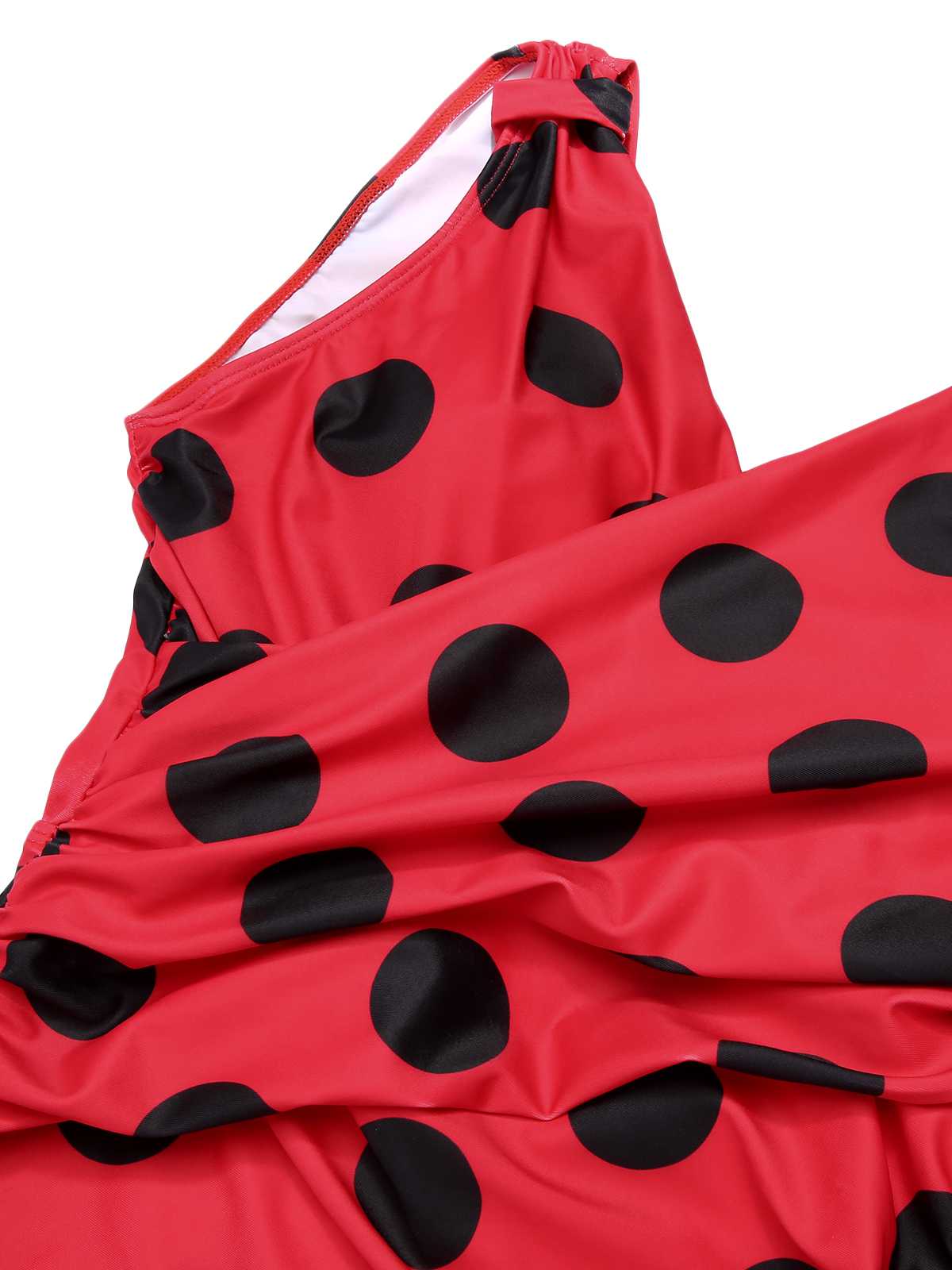 Red 1950s Polka Dots One-Piece Swimsuit - Image 5