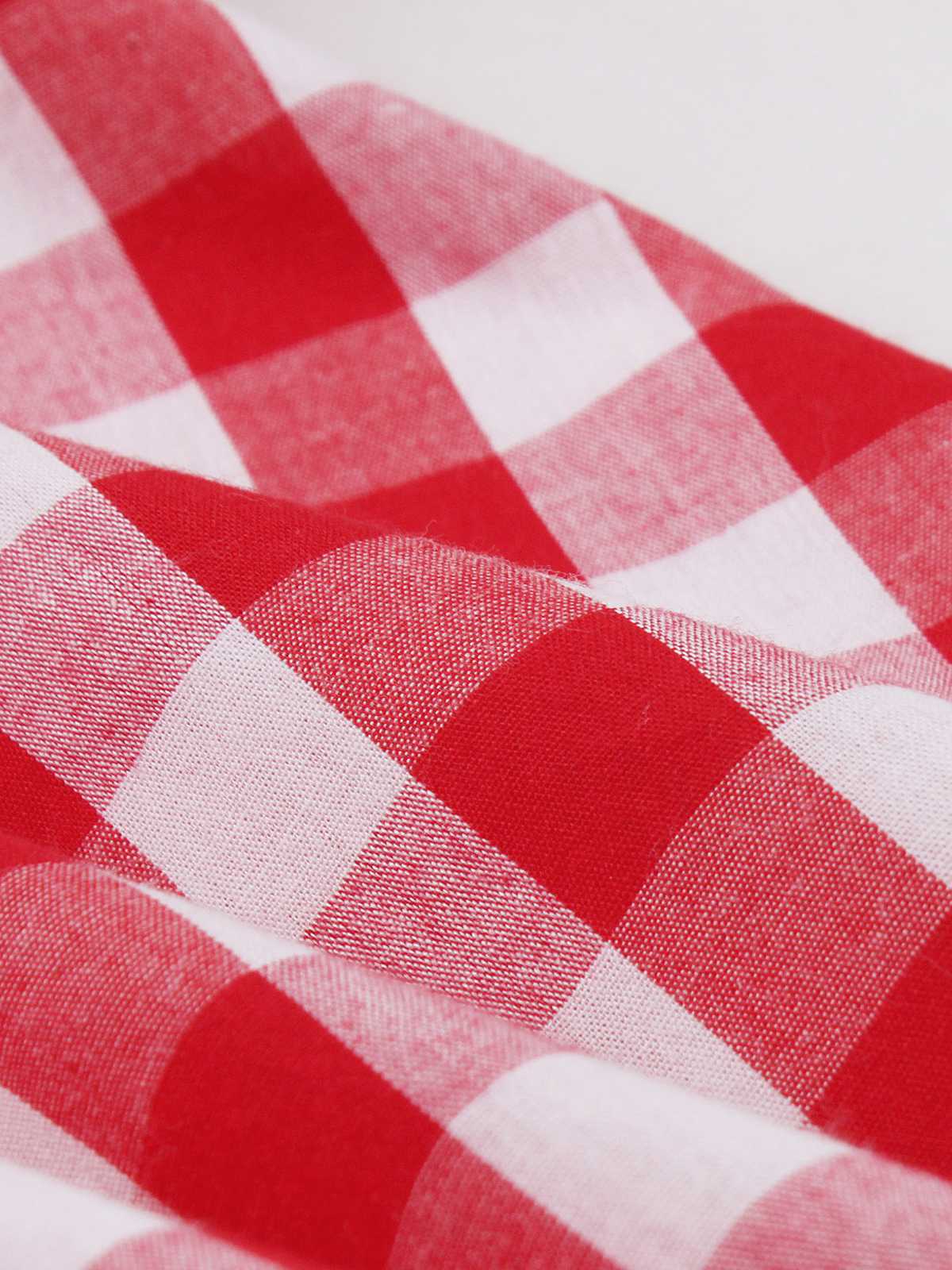 Red 1950s Pure Cotton Gingham Plaids Belted Dress - Image 5