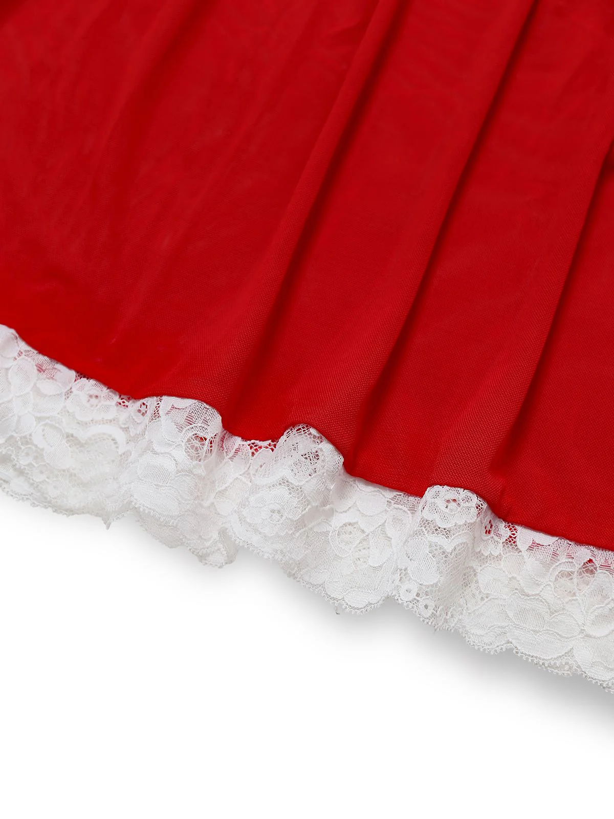 Red 1950s Ruffle Strap Lace Sheer Nightdress - Image 5