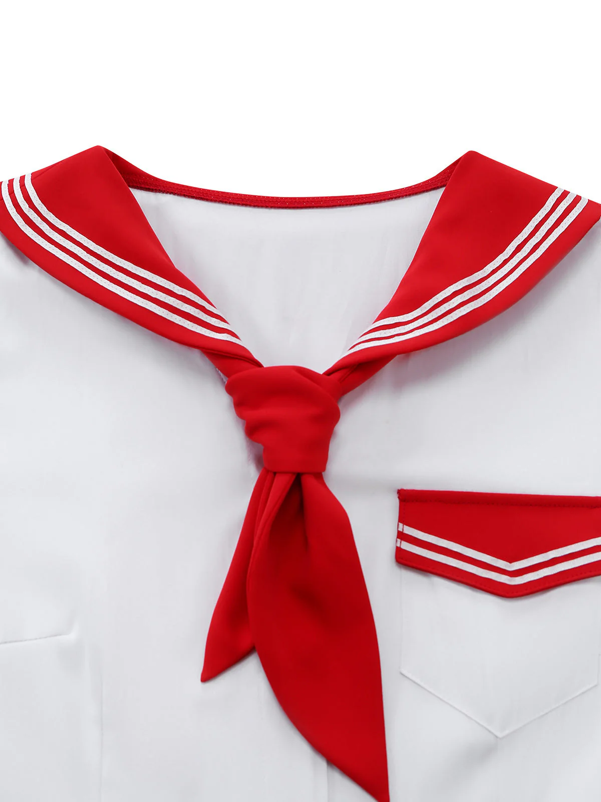 [Pre-Sale] Red 1950s Sailor Collar Belted Sleeveless A-Line Dress - Image 5