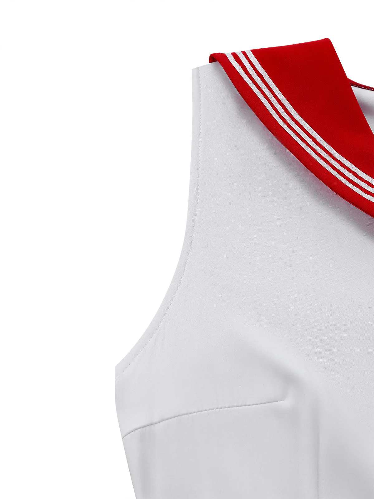 [Pre-Sale] Red 1950s Sailor Collar Belted Sleeveless A-Line Dress - Image 6