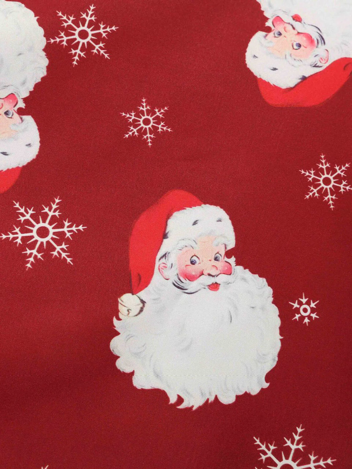 Red 1950s Santa Claus V-Neck Belt Dress - Image 5