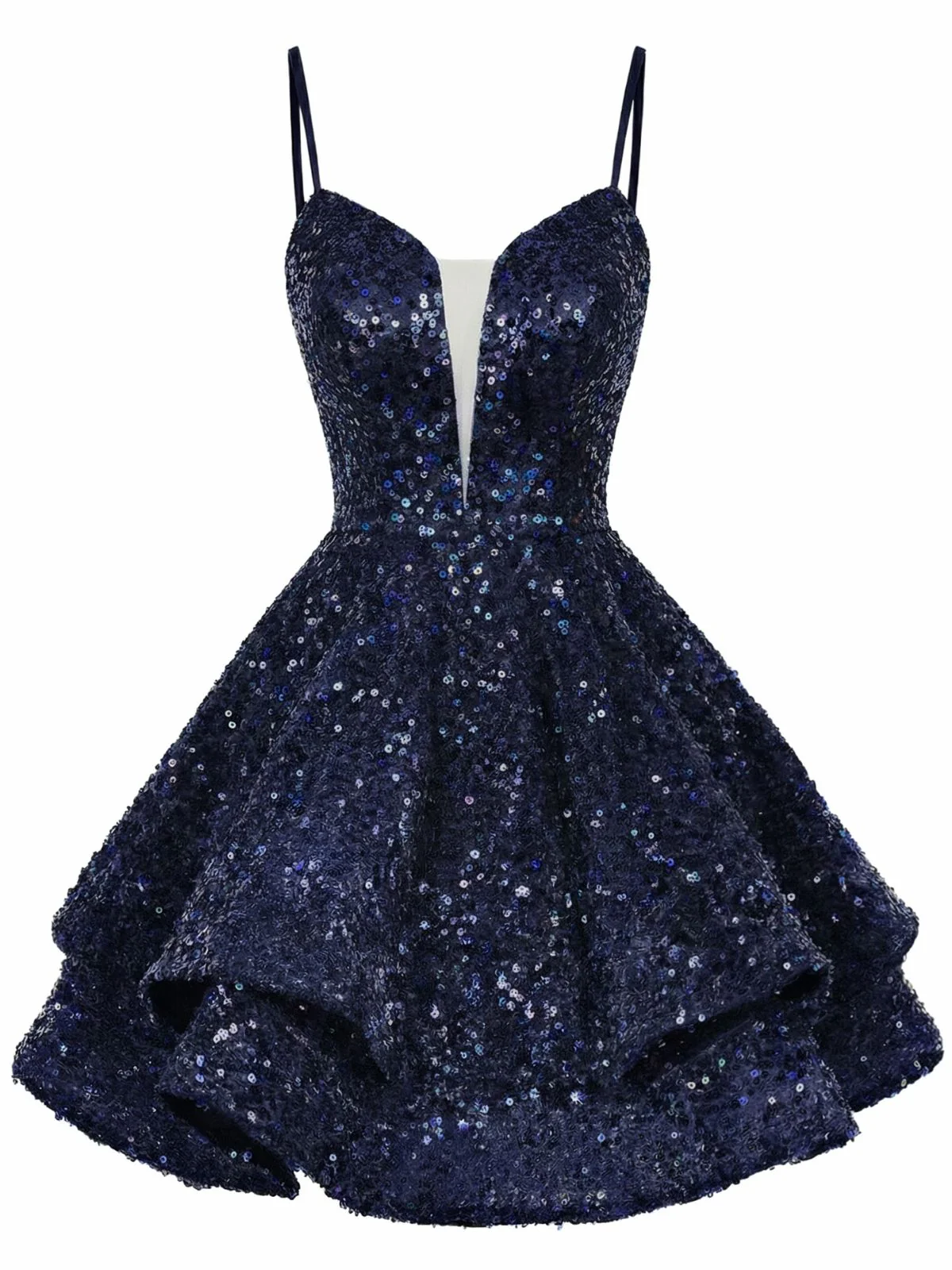 Red 1950s Sequin Deep V-Neck Lace-UP Mini Party Dress - Image 5