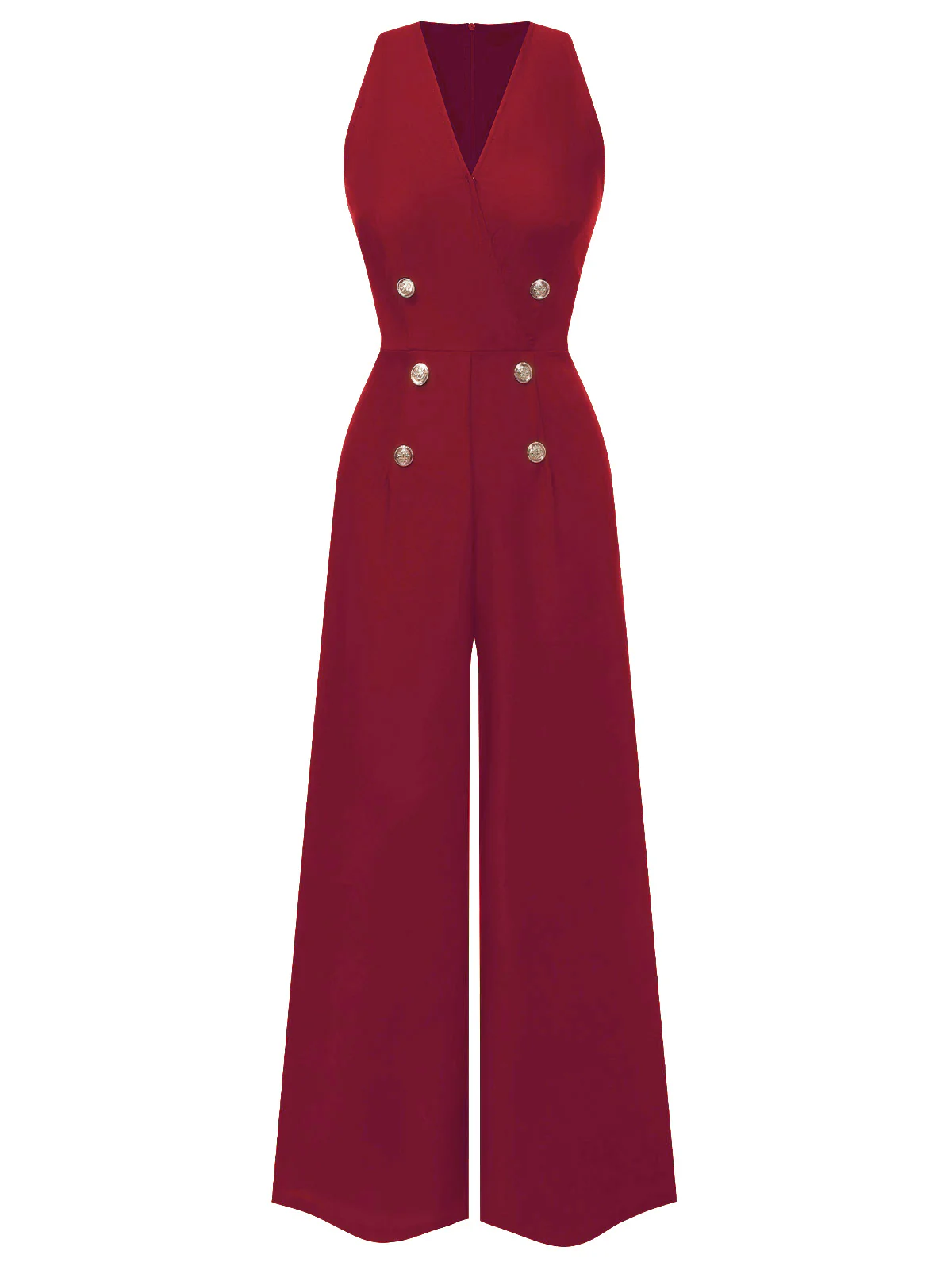 Black 1950s Sleeveless Buttoned Solid Jumpsuit - Image 10