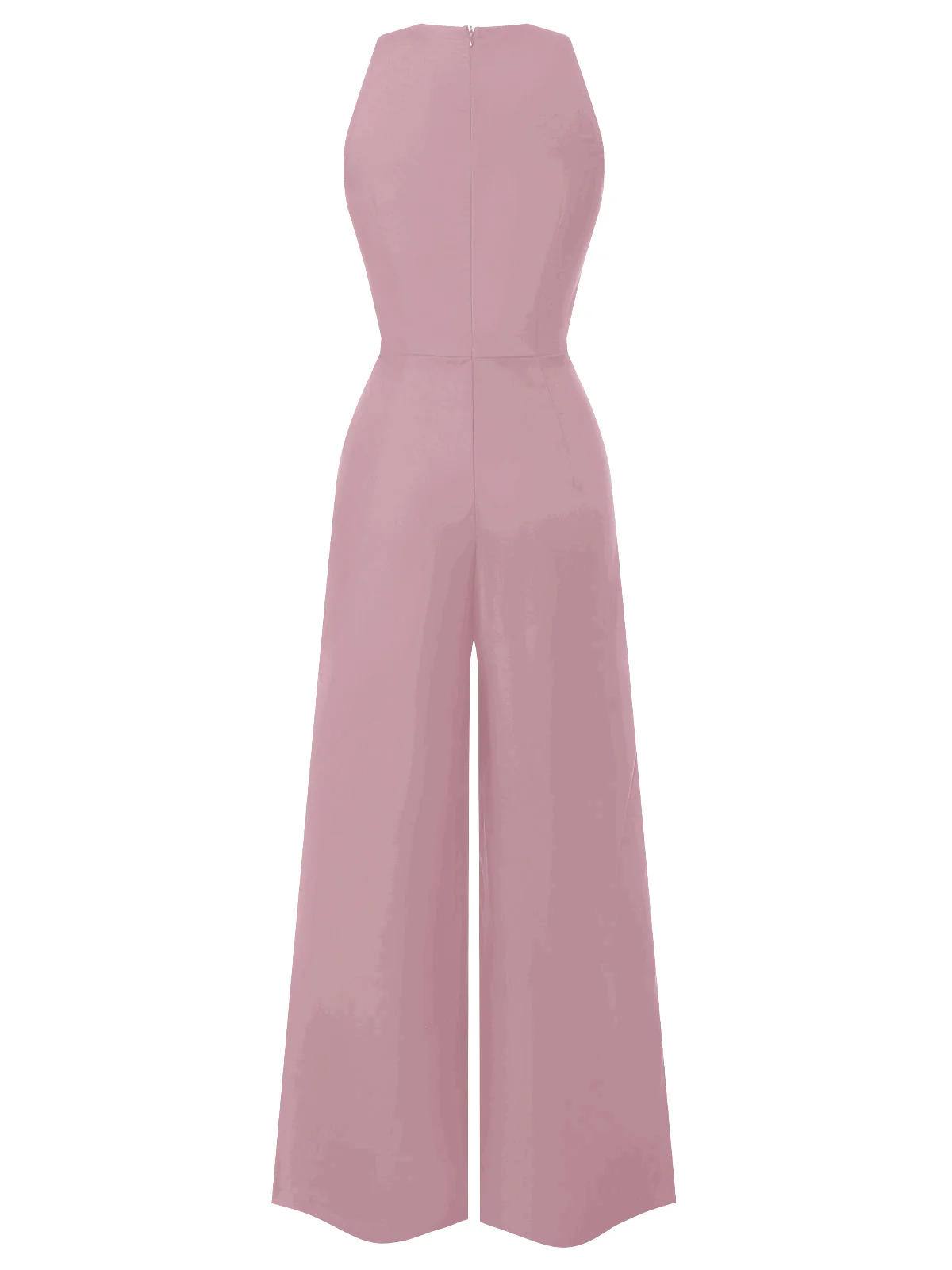 Red 1950s Sleeveless Buttoned Solid Jumpsuit - Image 6