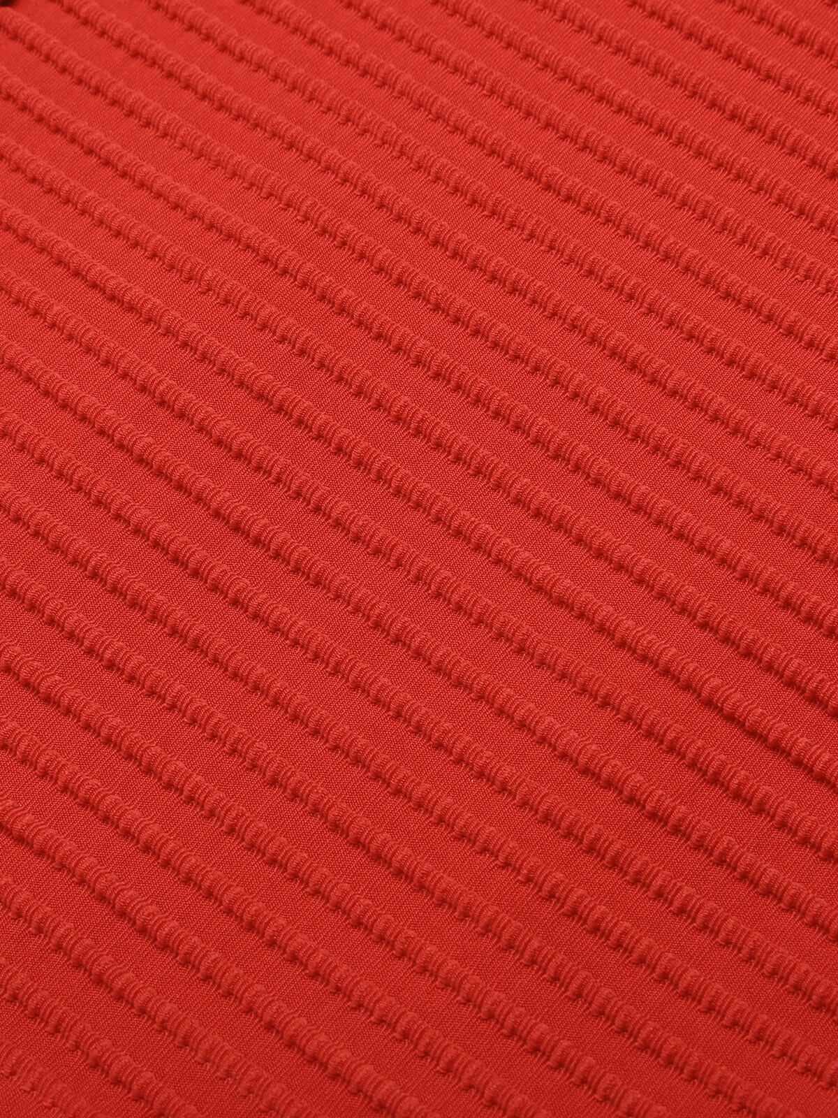 Red 1950s Solid Deep V One-Piece Swimsuit - Image 4