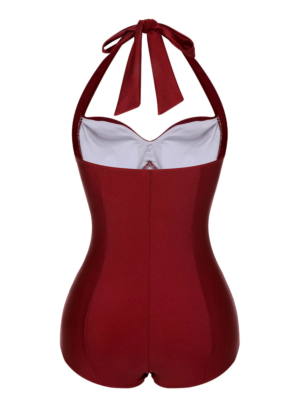 [US Warehouse] Black 1950s Solid Gathered Halter Swimsuit - Image 5