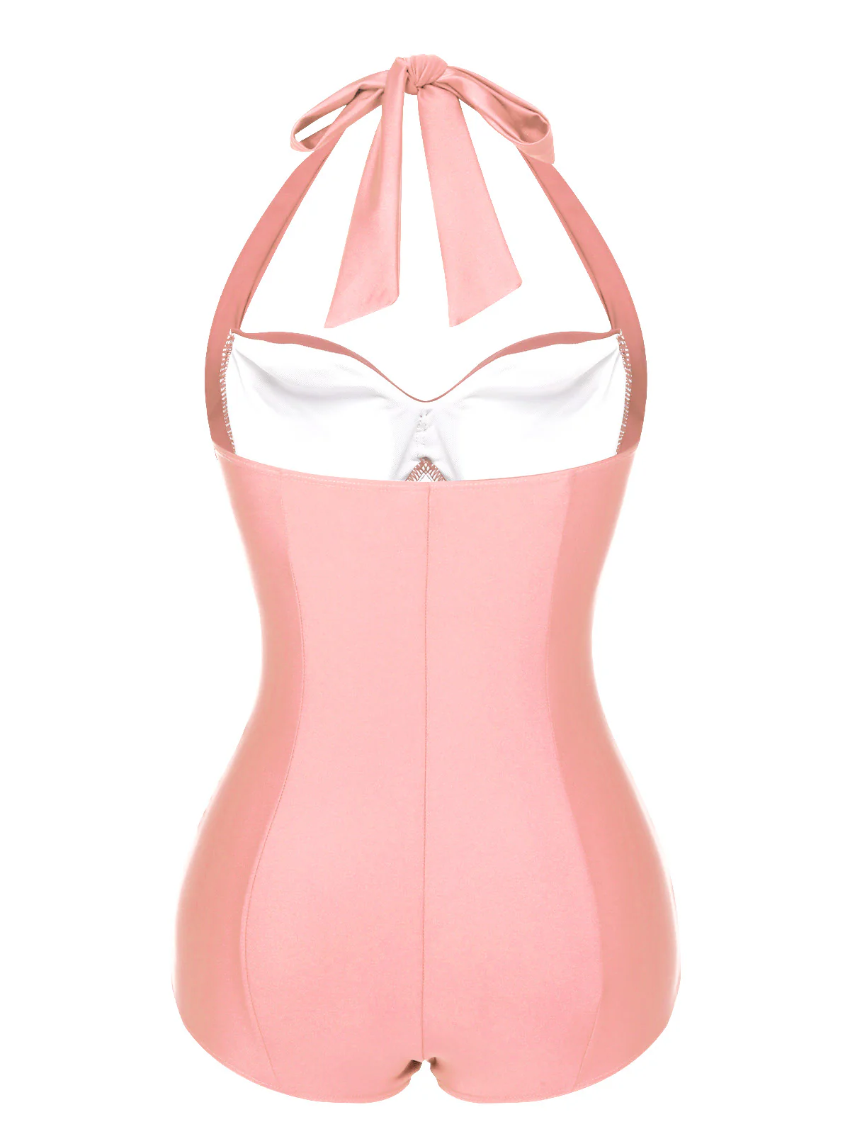 Red 1950s Solid Gathered Halter Swimsuit - Image 8