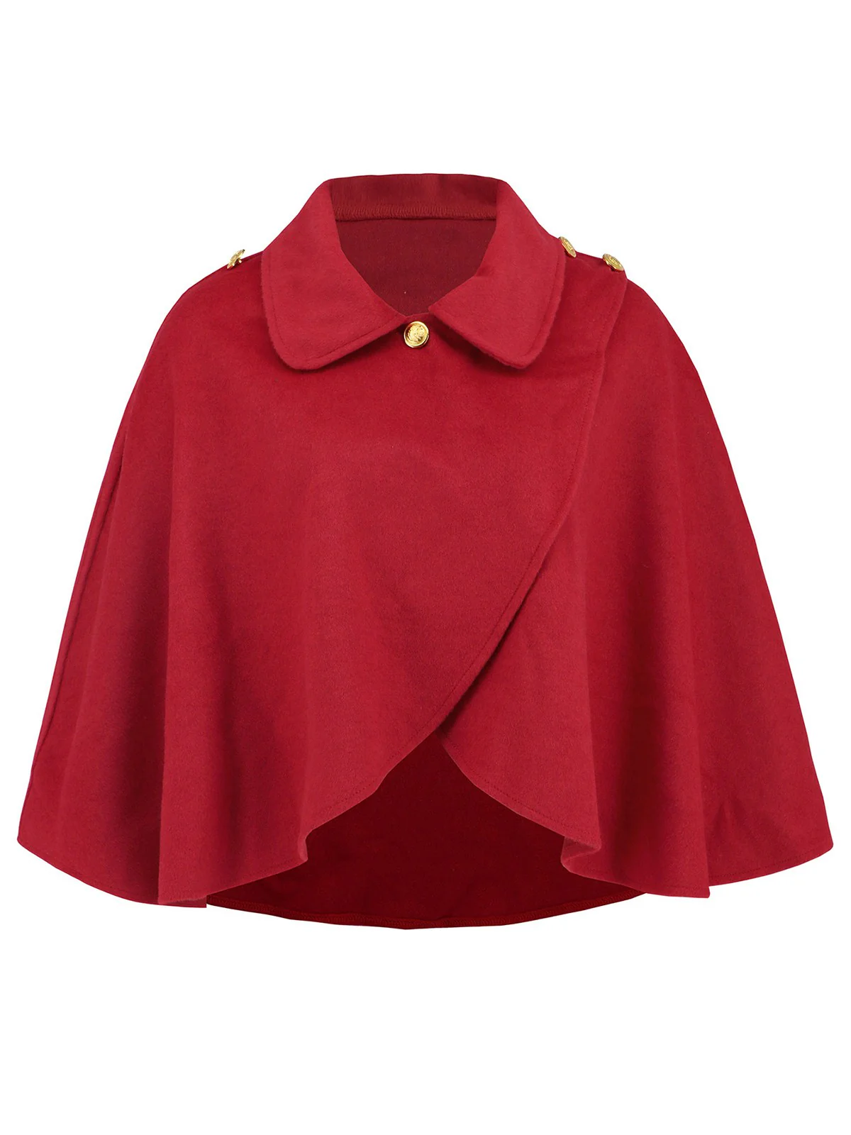 Red 1950s Solid Lapel Cloak Coat - Image 2