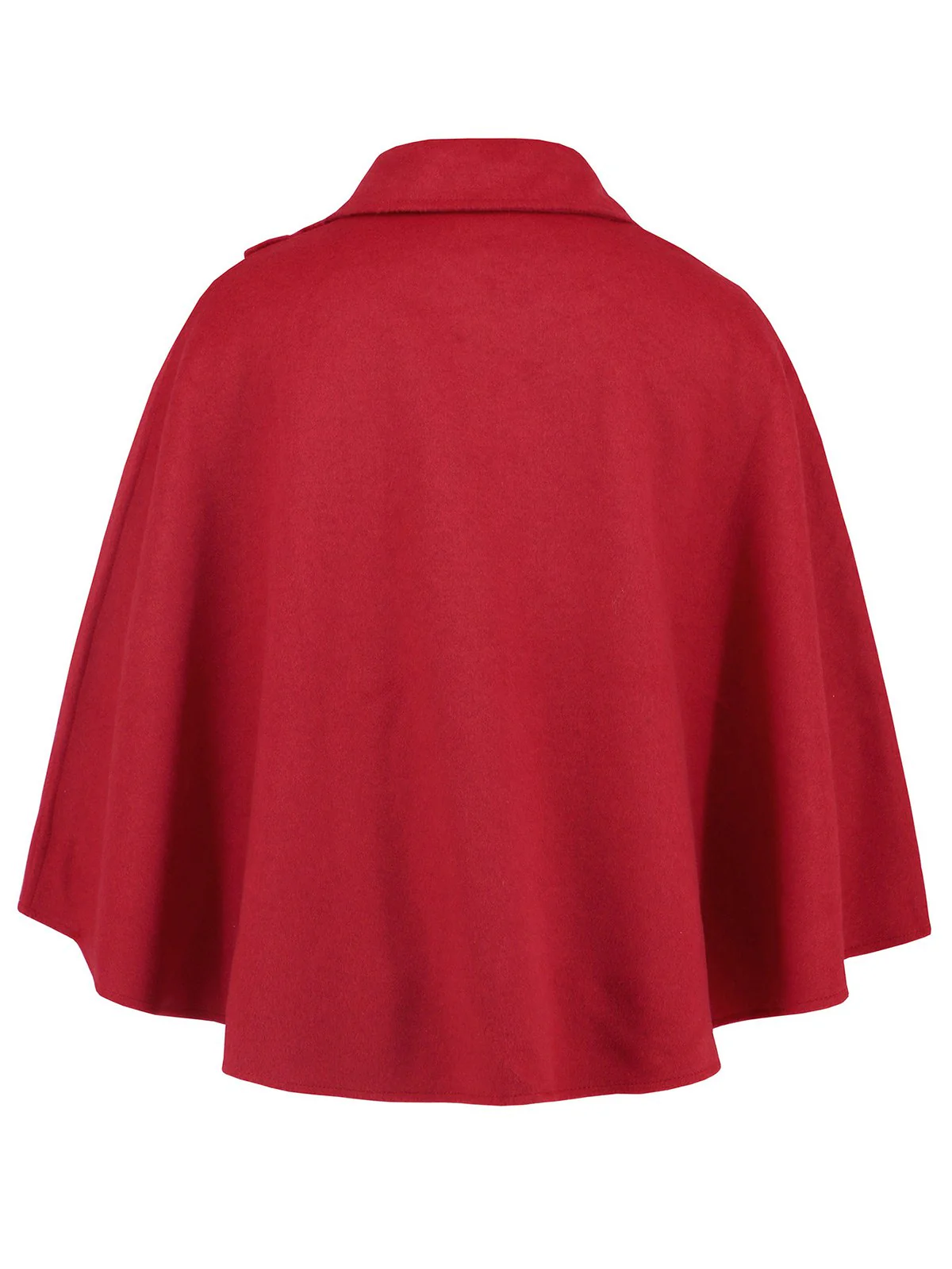 Red 1950s Solid Lapel Cloak Coat - Image 4