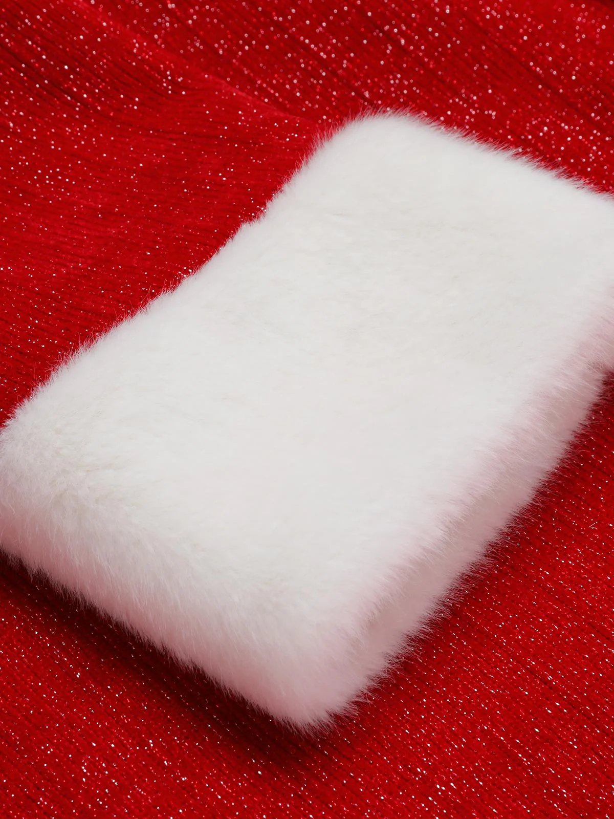 Red 1950s Solid Plush Christmas Dress - Image 7