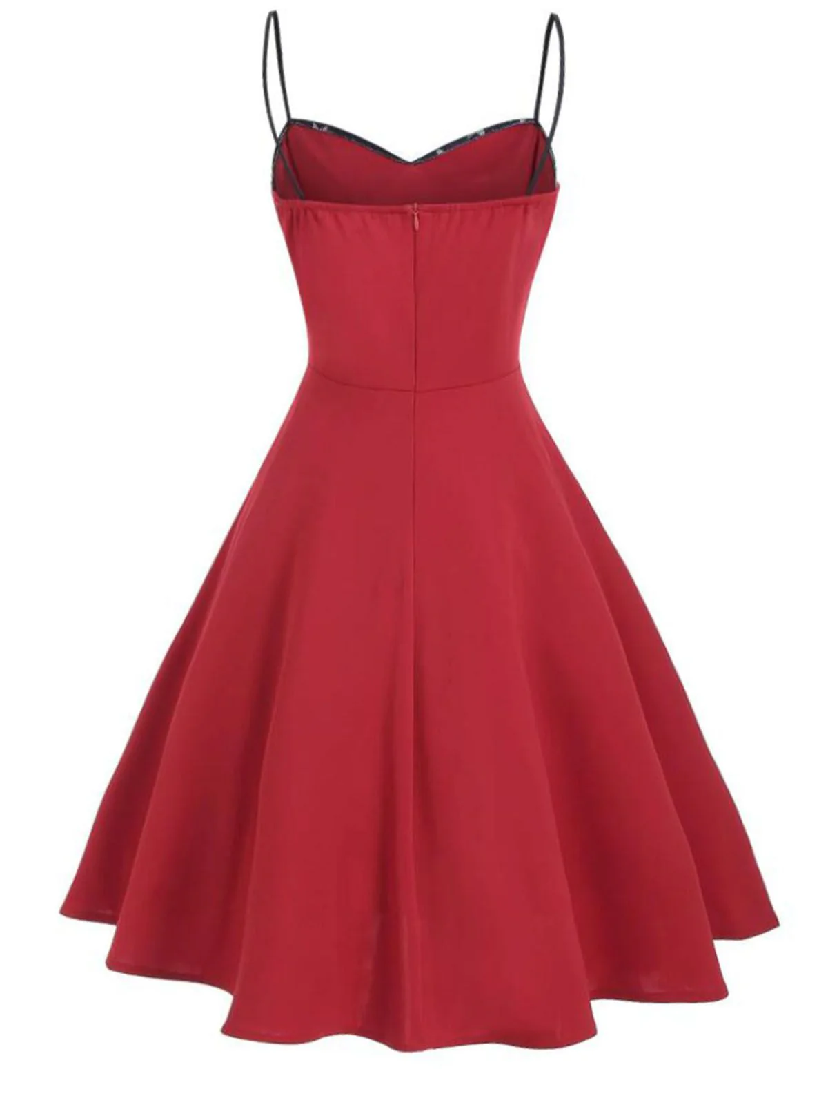 Red 1950s Stars Patchwork Strap Dress - Image 4