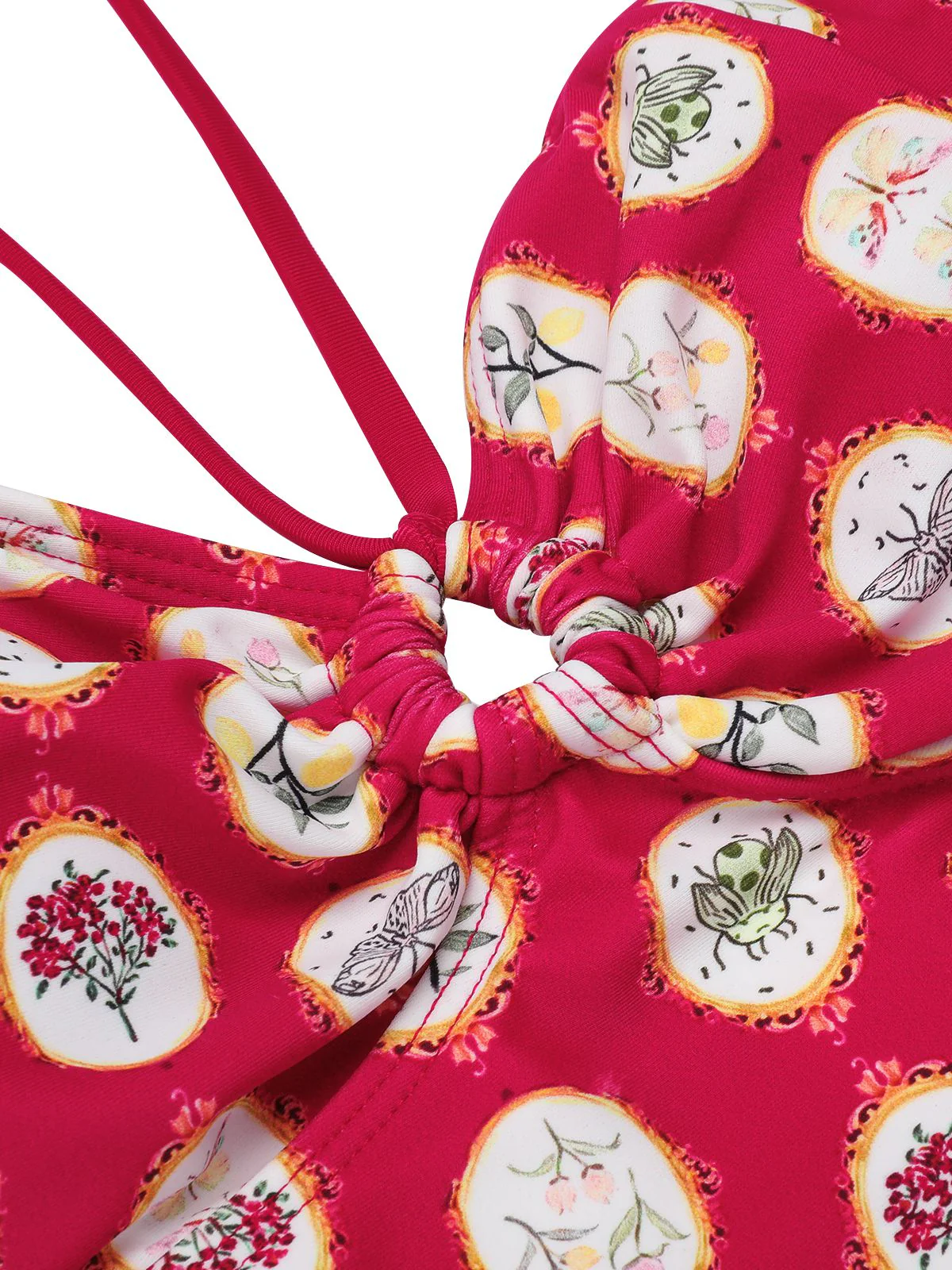 Red 1950s Strap Floral One-piece Swimsuit - Image 6