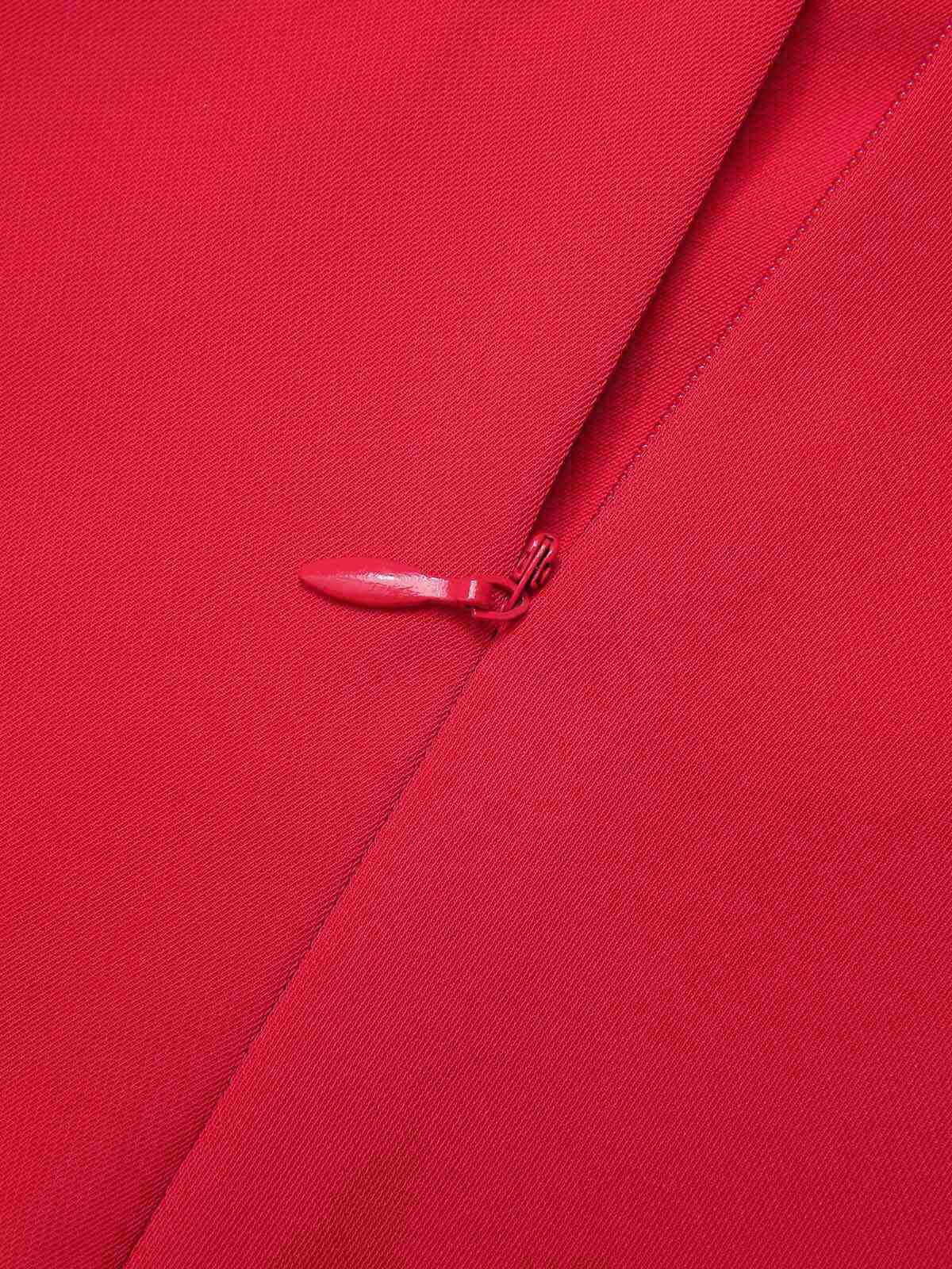 Red 1950s Strawberry Cross Halter Jumpsuit - Image 7