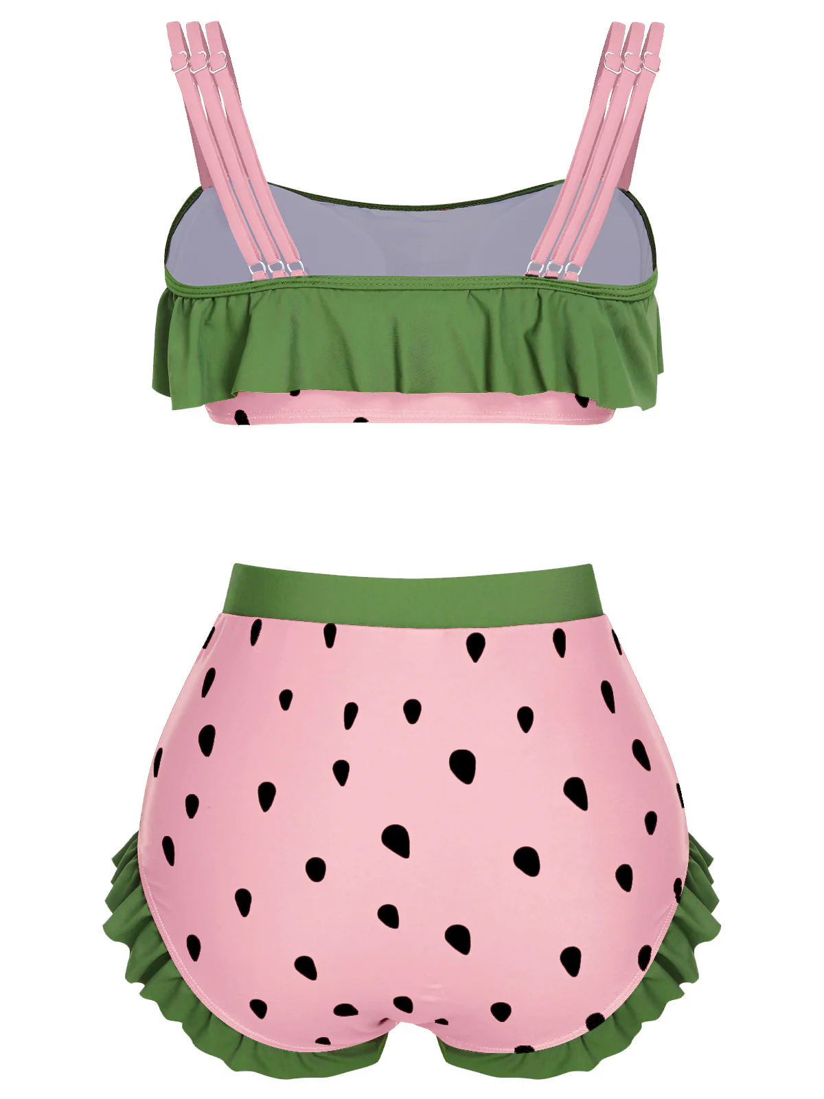 Red 1950s Strawberry Ruffle Strap Swimsuit - Image 10