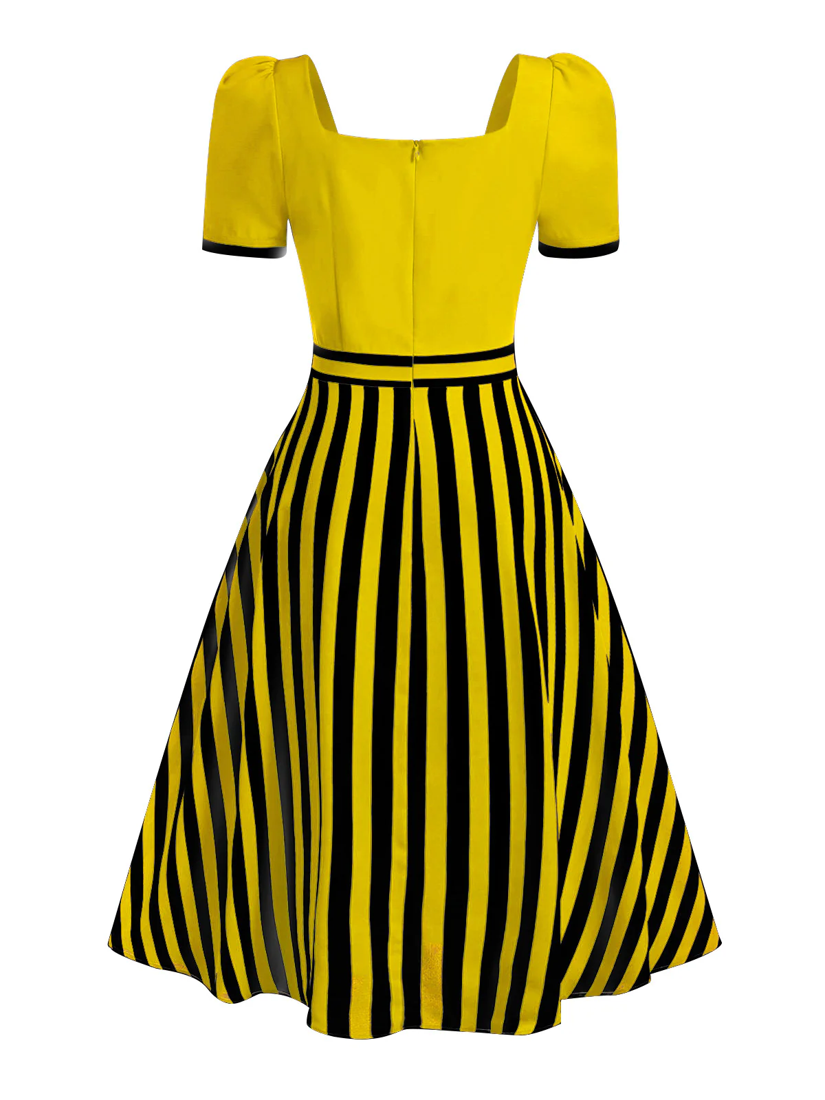 Red 1950s Striped Bow Dress - Image 9