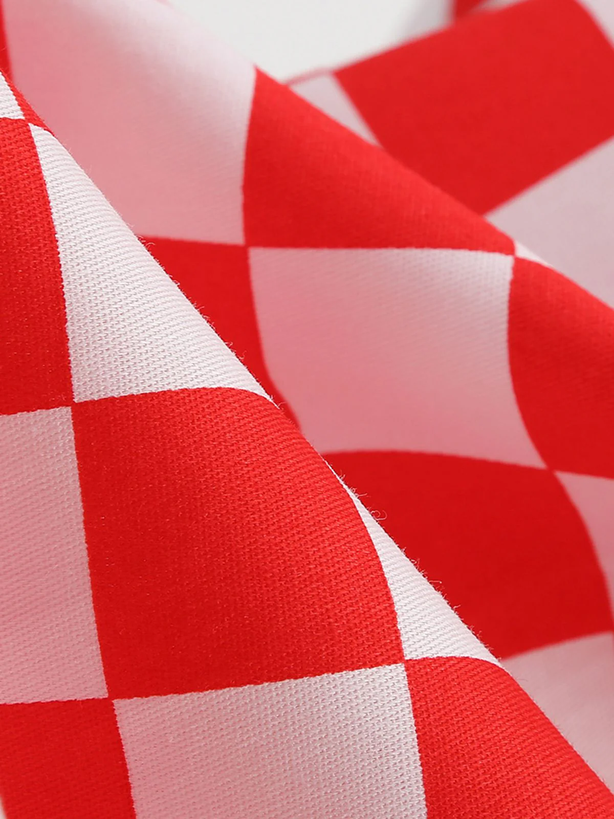 Red 1950s Sweetheart Neck Plaids Dress - Image 4