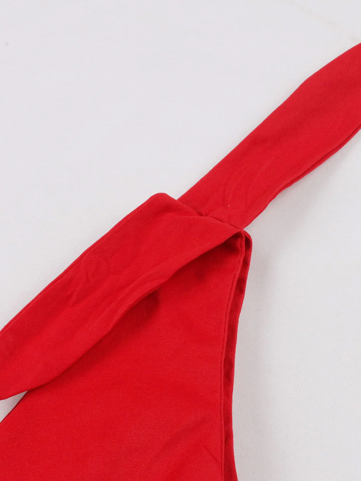Red 1950s V-Neck Sleeveless Solid Dress - Image 3